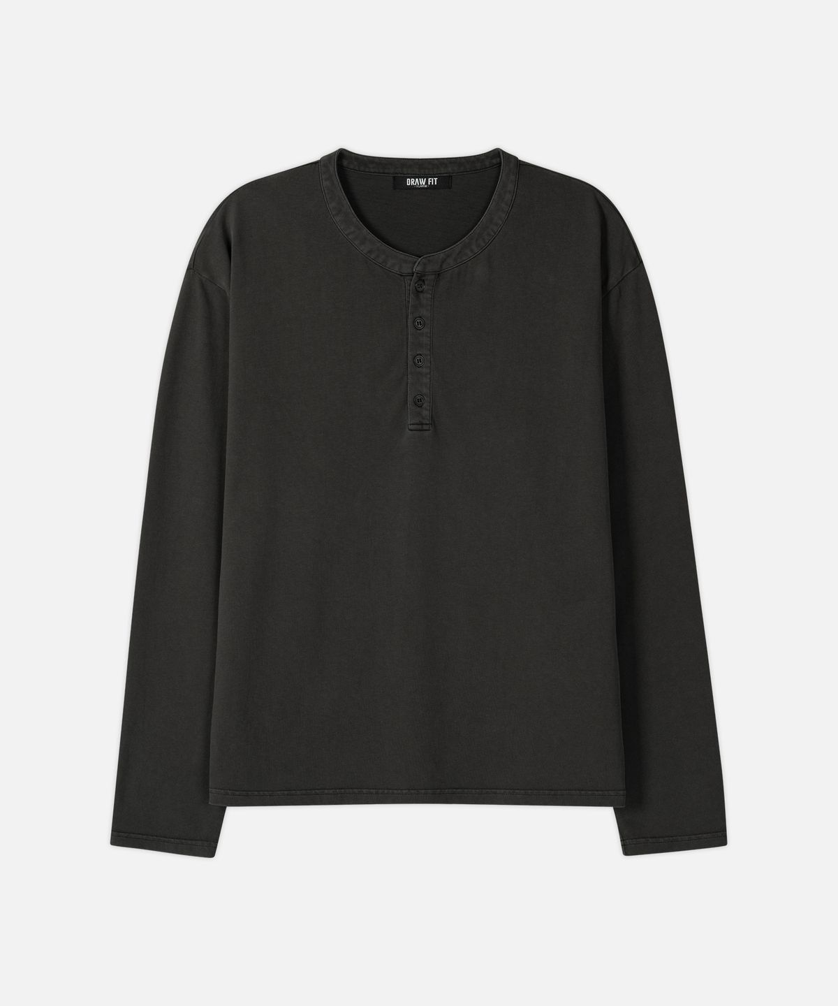 드로우핏(DRAW FIT) 피그먼트 코튼 헨리넥 롱슬리브 티셔츠 [CHARCOAL]