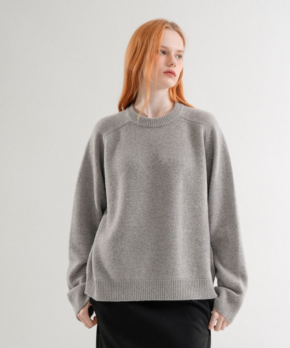블레티(VLETI) Wool 100% Basic Loosefit Round Knit (Gray)