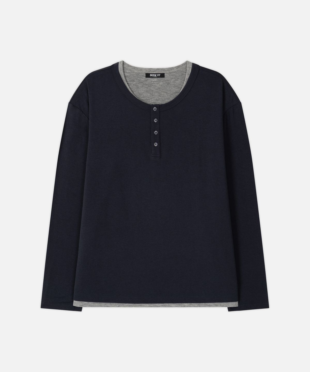 드로우핏(DRAW FIT) 레이어드 헨리넥 롱슬리브 티셔츠 [NAVY]