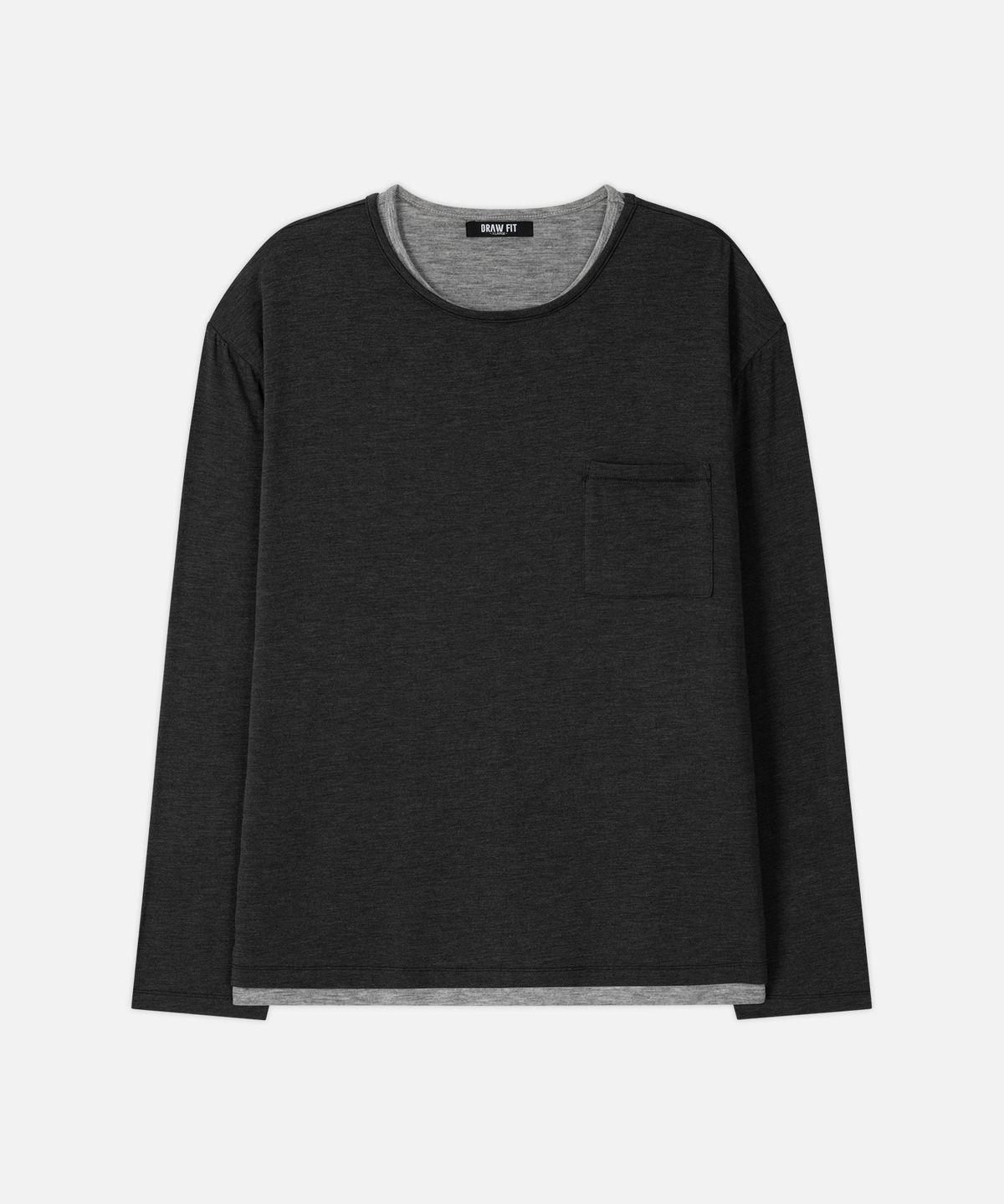 드로우핏(DRAW FIT) 레이어드 롱슬리브 티셔츠 [CHARCOAL]