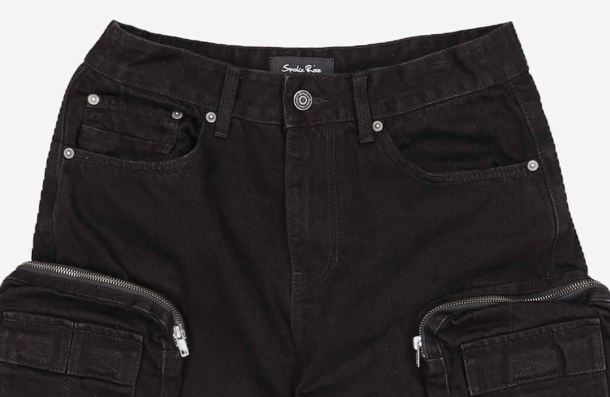 스모크라이즈(SMOKERISE) BK CARGO DENIM SHORTS 30