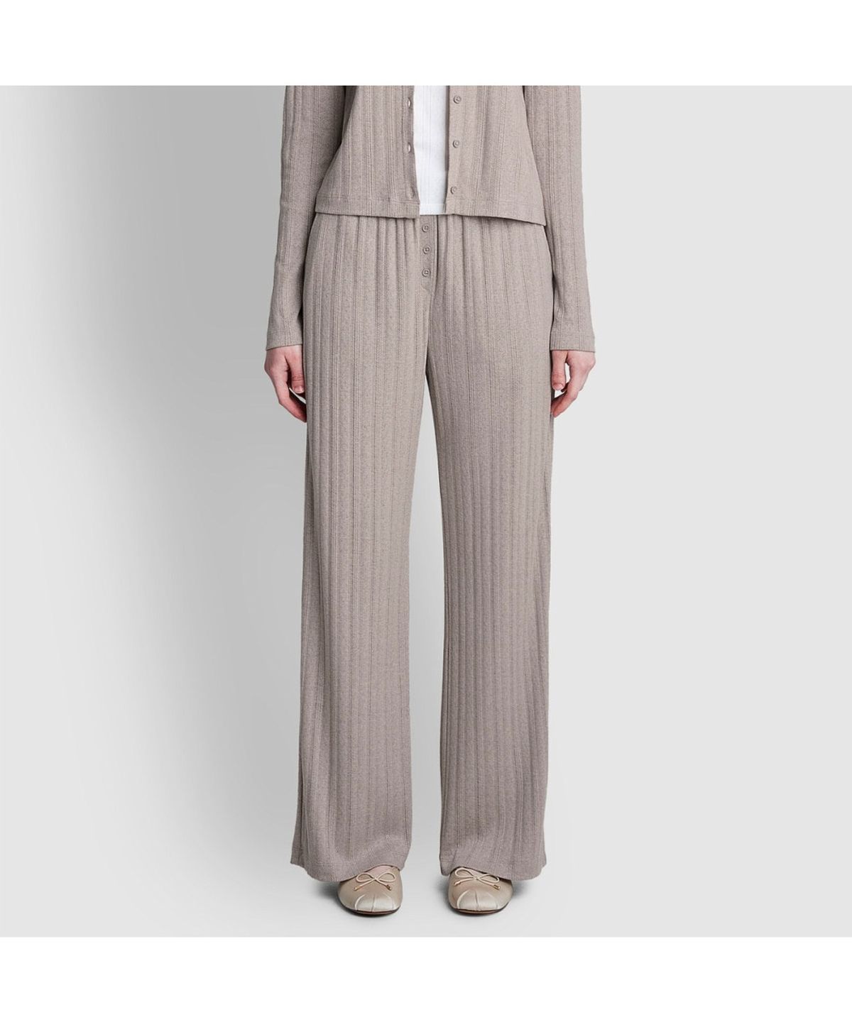 자주(JAJU) 여 포인텔 와이드 라운지 팬츠_멜란지베이지