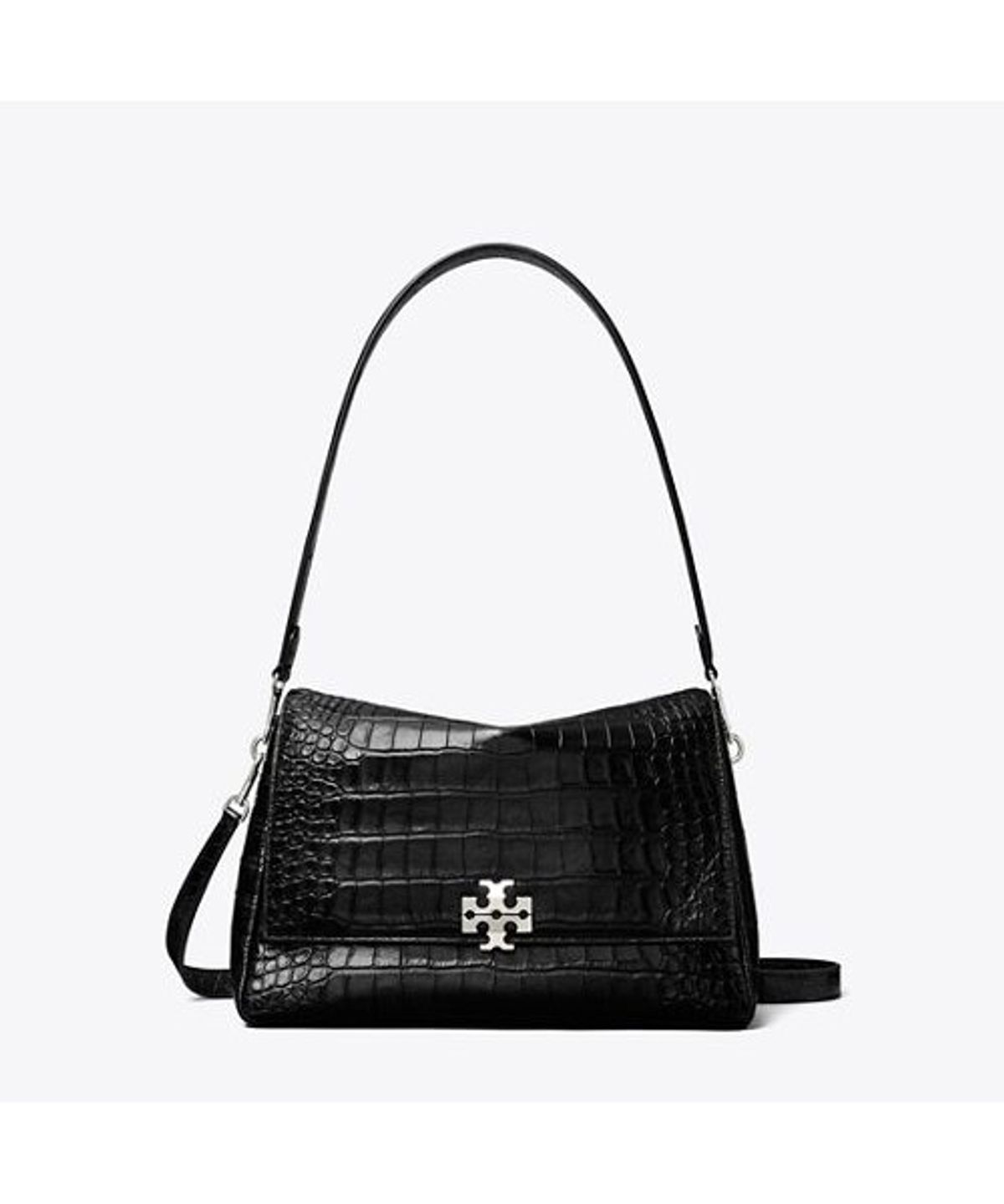 토리버치(TORYBURCH) 찰리 엠보스드 크록 숄더 백 - 블랙