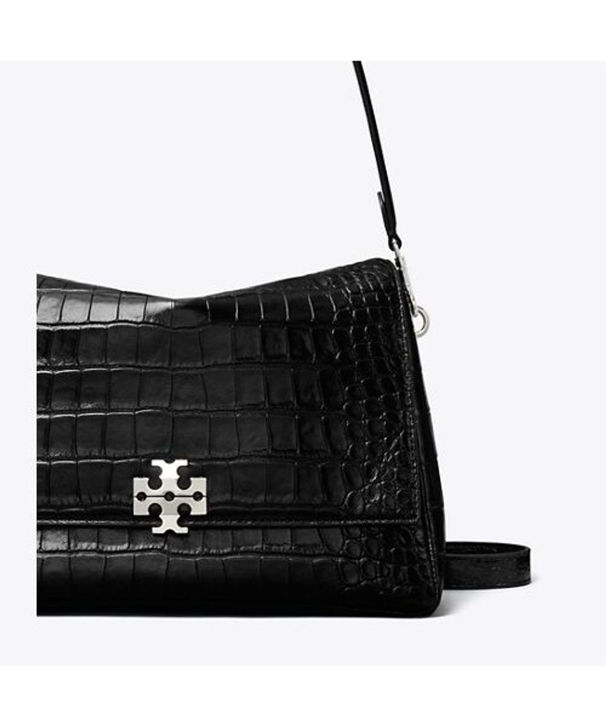 토리버치(TORYBURCH) 찰리 엠보스드 크록 숄더 백 - 블랙