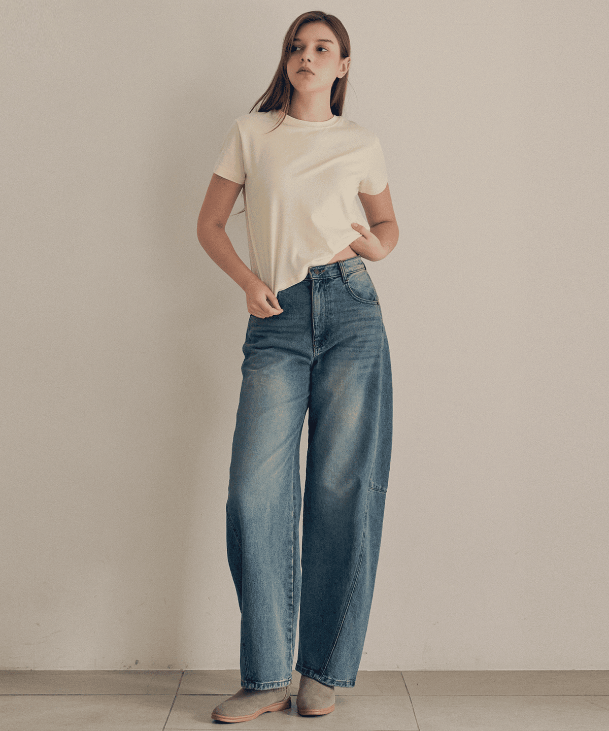 슬로우롤리(SLOWLOLLI) Daily modal crop tee_5 Colors