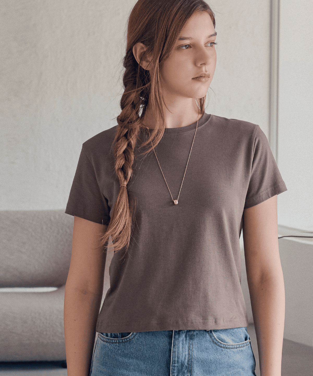 슬로우롤리(SLOWLOLLI) Daily modal crop tee_5 Colors