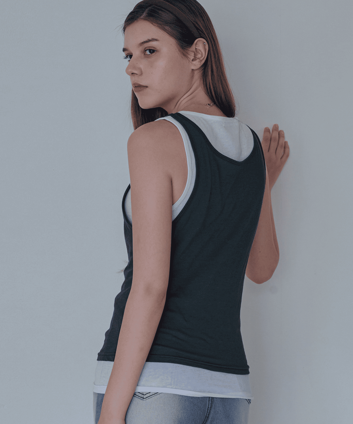 슬로우롤리(SLOWLOLLI) Layered tank top_2 Colors