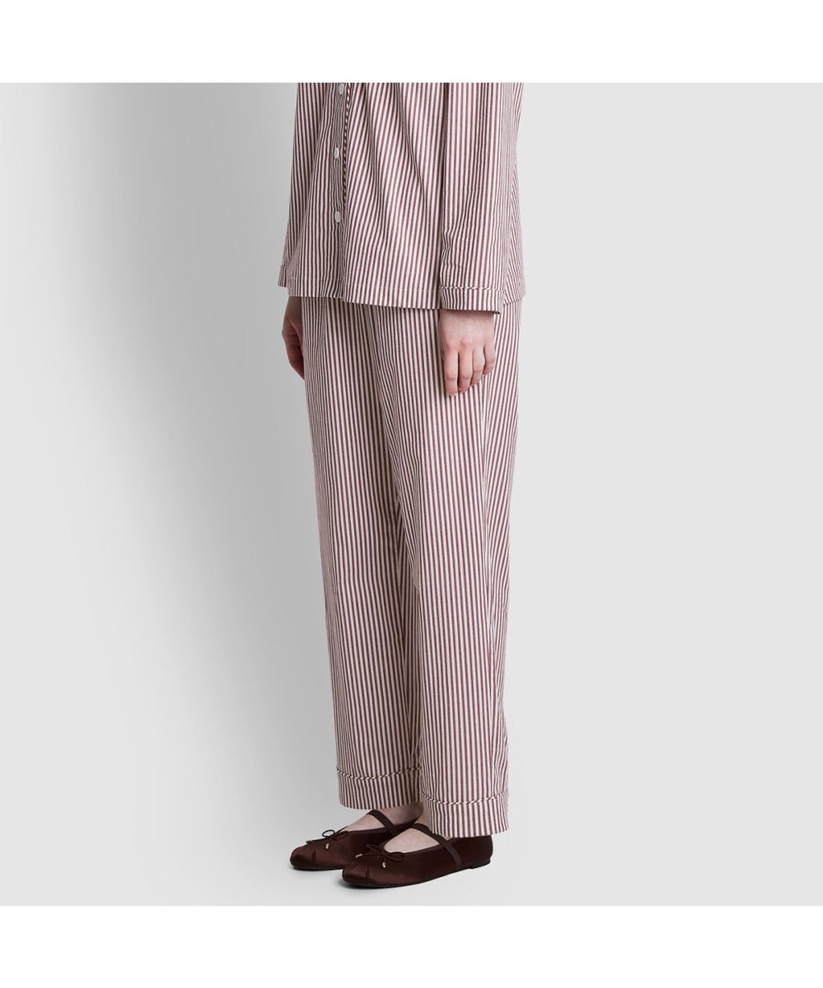 자주(JAJU) 여 코튼 스트레치 10부 파자마 세트_다크 버건디