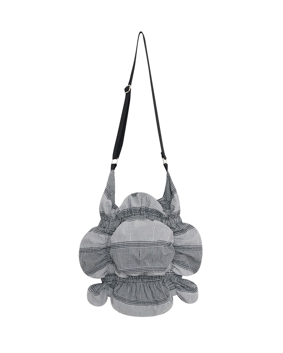 더뮤지엄비지터(THEMUSEUMVISITOR) CHECK SHIRRING CROSS BAG (BLACK)