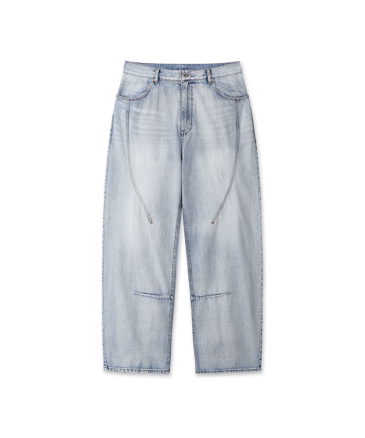 9999아카이브(9999ARCHIVE) Flow Slit Curved Denim Pants (Washed Light Blue)