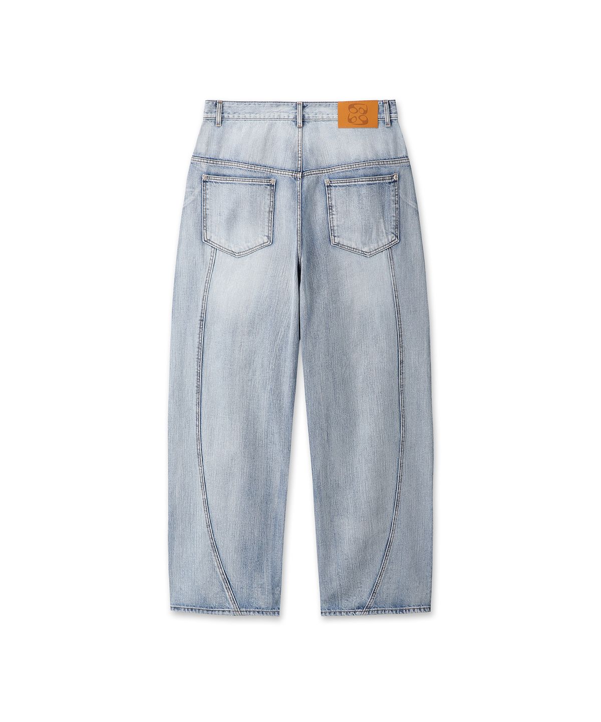 9999아카이브(9999ARCHIVE) Flow Slit Curved Denim Pants (Washed Light Blue)