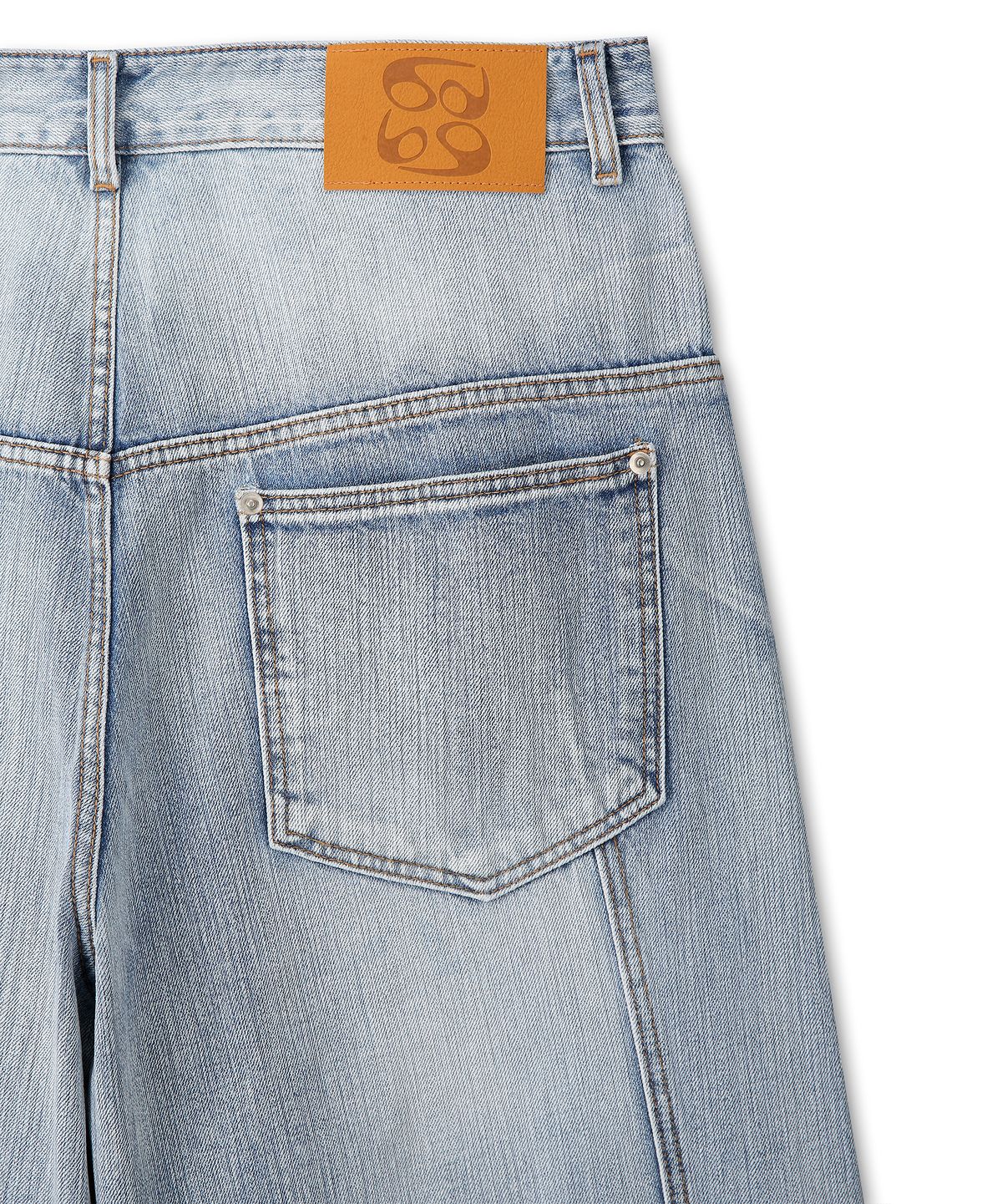 9999아카이브(9999ARCHIVE) Flow Slit Curved Denim Pants (Washed Light Blue)