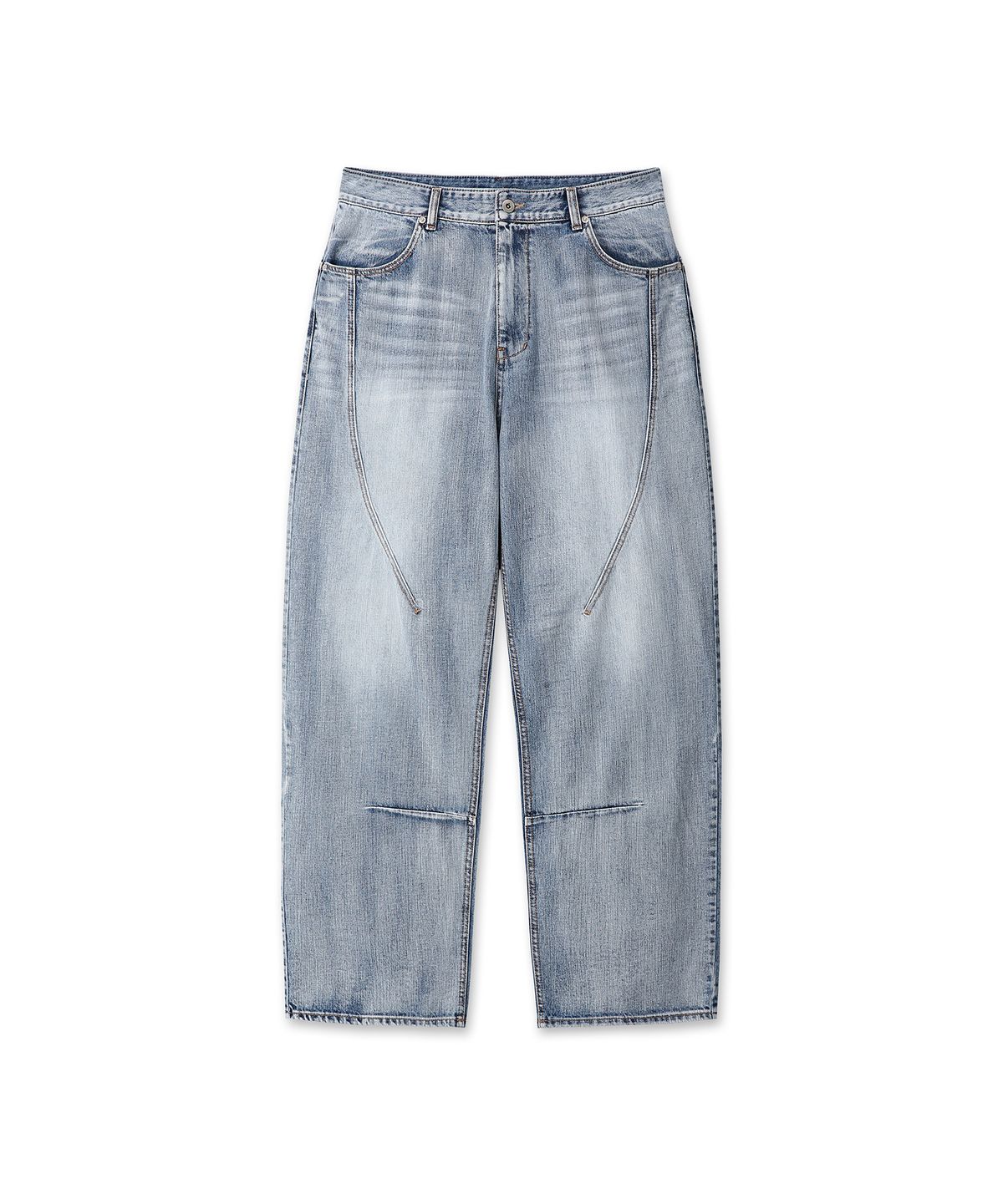 9999아카이브(9999ARCHIVE) Flow Slit Curved Denim Pants (Washed Blue)