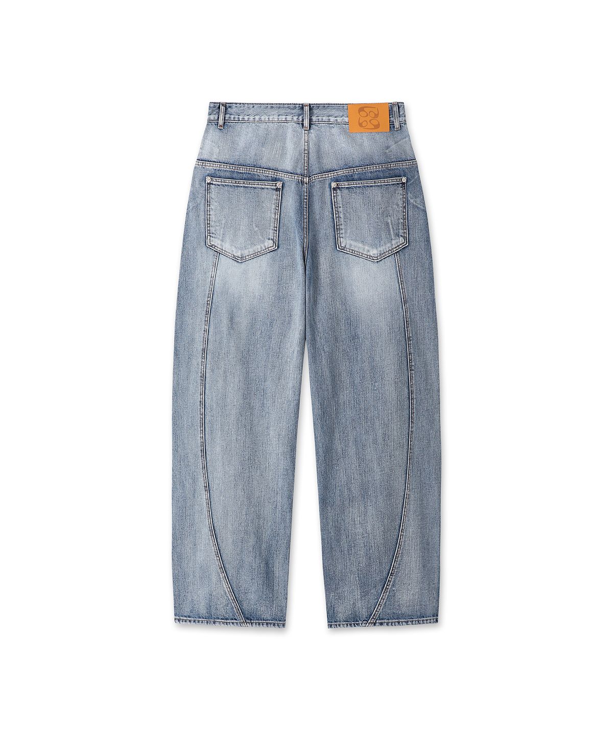 9999아카이브(9999ARCHIVE) Flow Slit Curved Denim Pants (Washed Blue)
