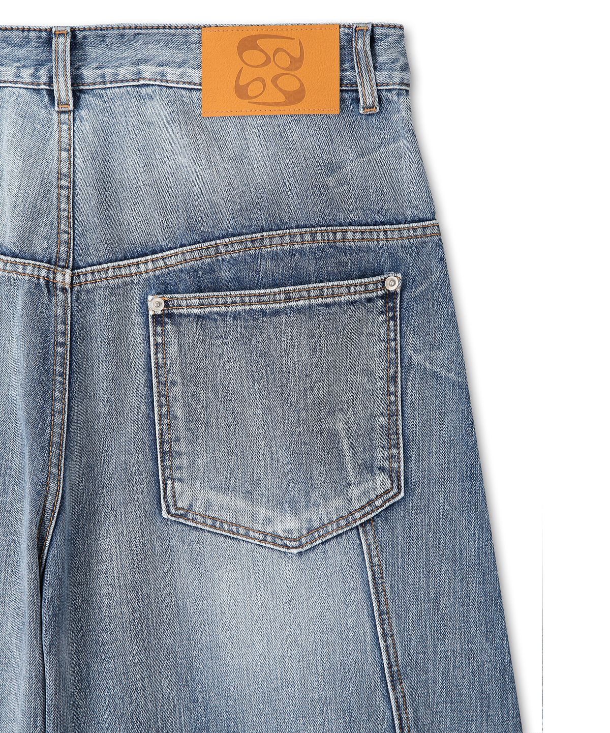 9999아카이브(9999ARCHIVE) Flow Slit Curved Denim Pants (Washed Blue)