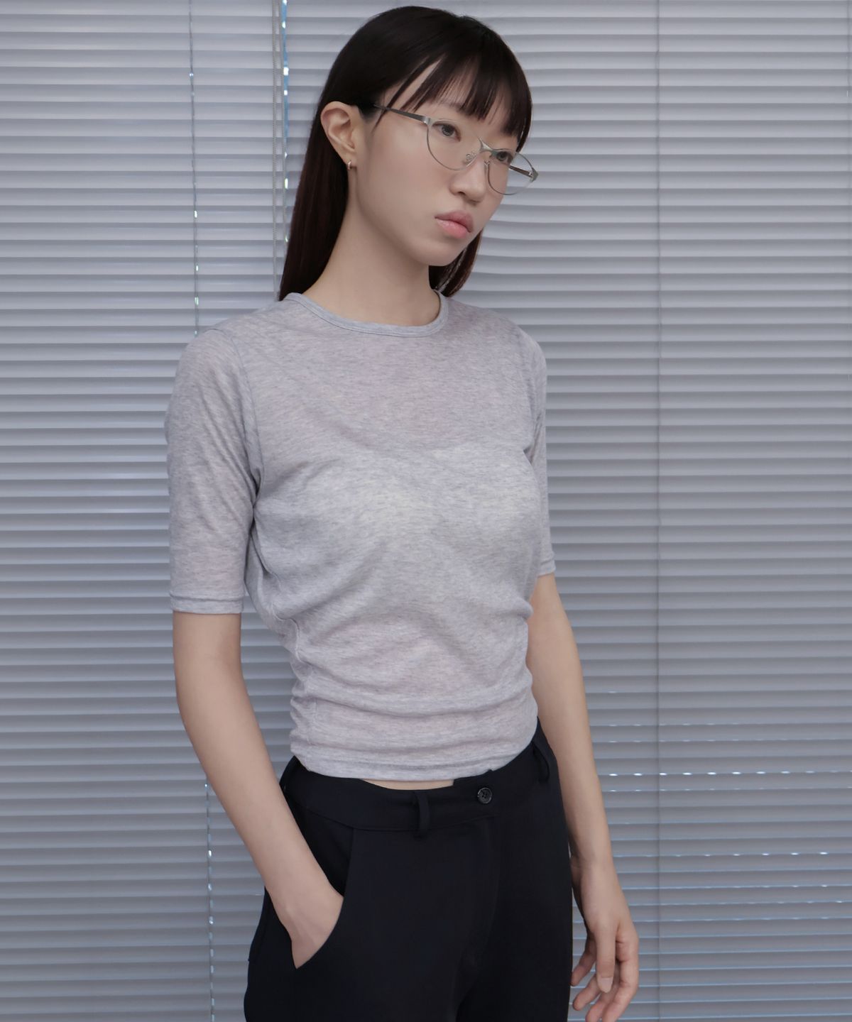요로코비(YOROKOBY) 울 텐셀 테이퍼드 커브 하프티 그레이