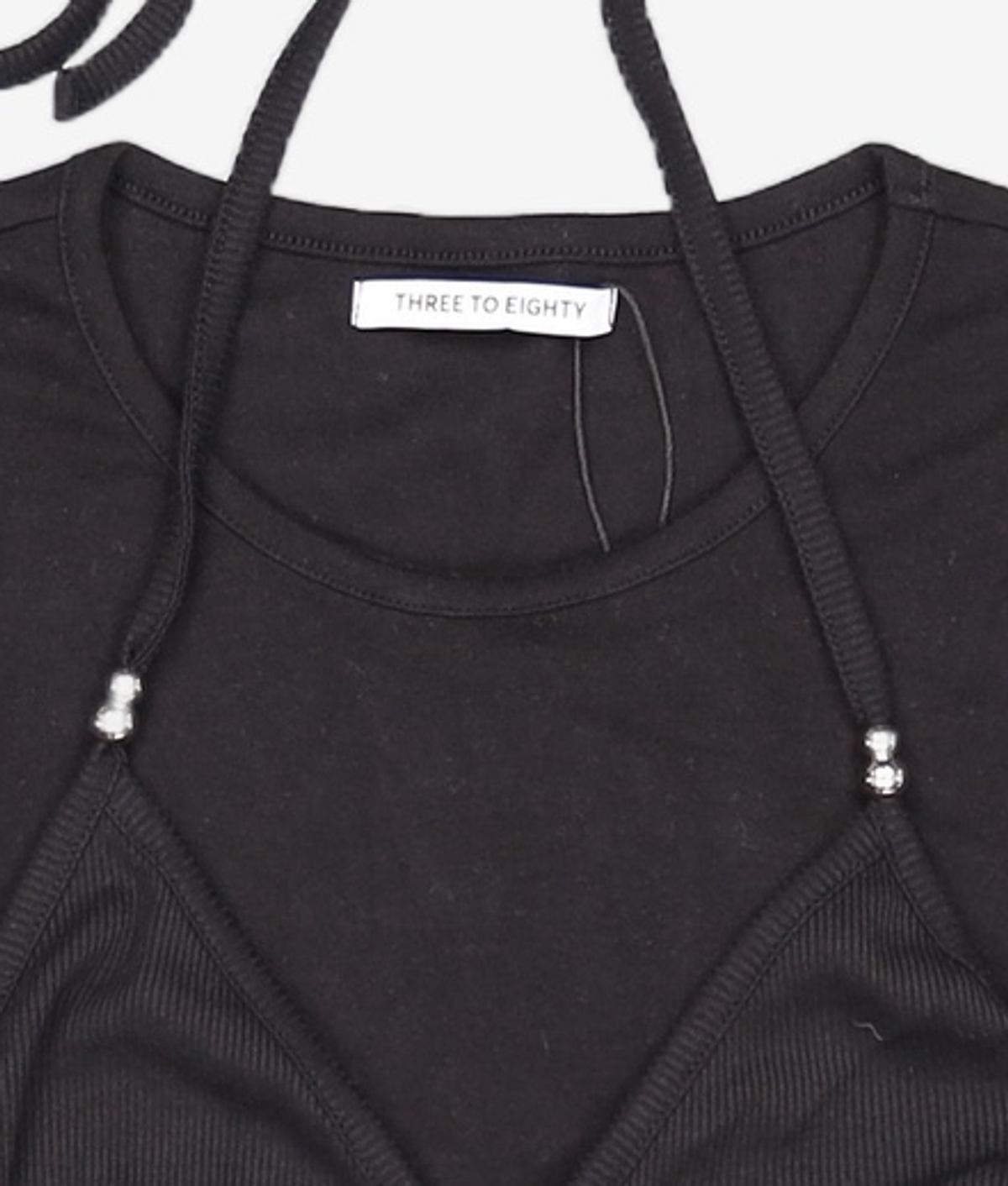 쓰리투에이티(THREE TO EIGHTY) [2nd REORDER] BEADY BRA LAYER LONG SLEEVE TEE BLACK ONE SIZE