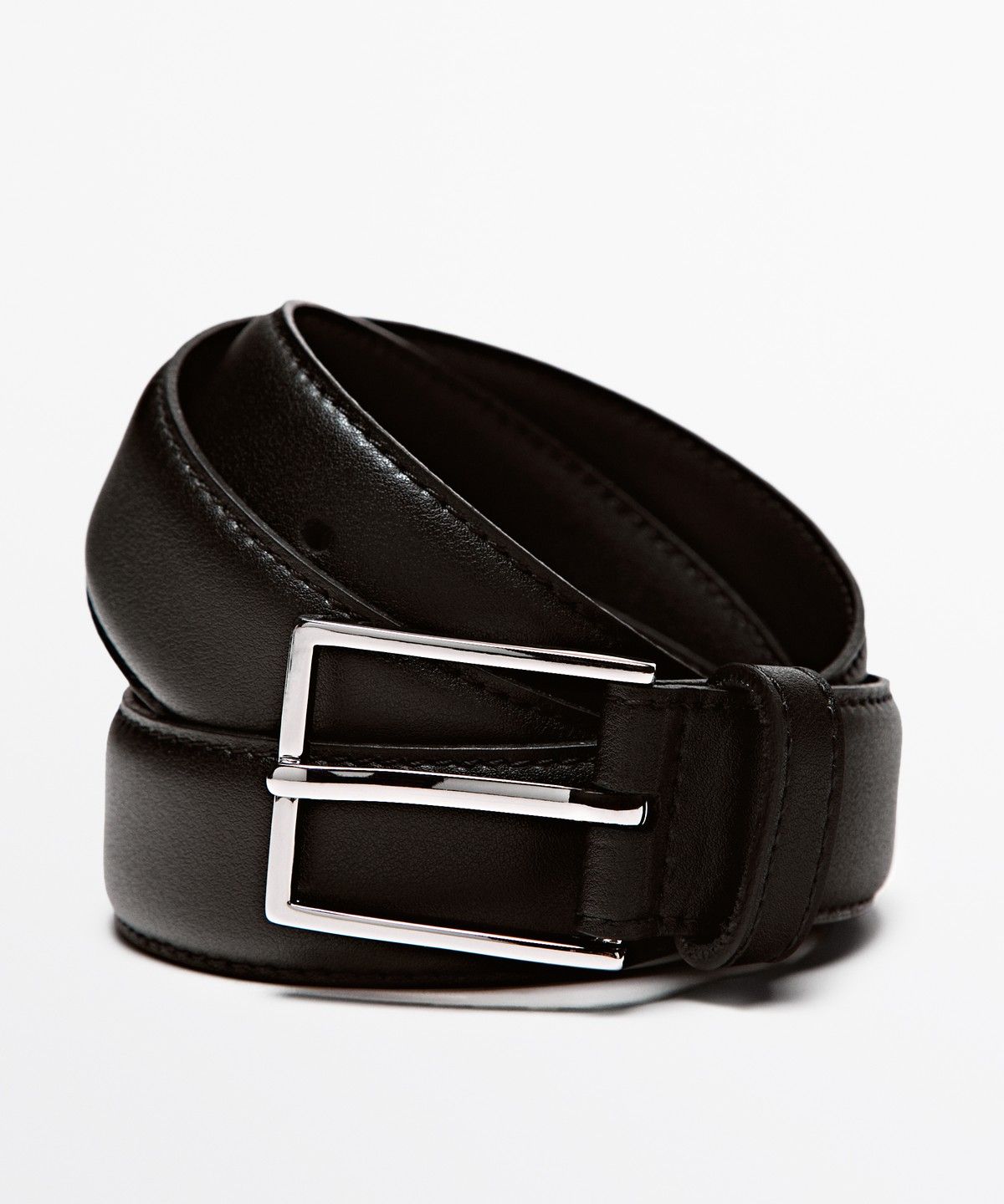 마시모두띠(MASSIMO DUTTI) 스티치 디테일 나파 가죽 벨트