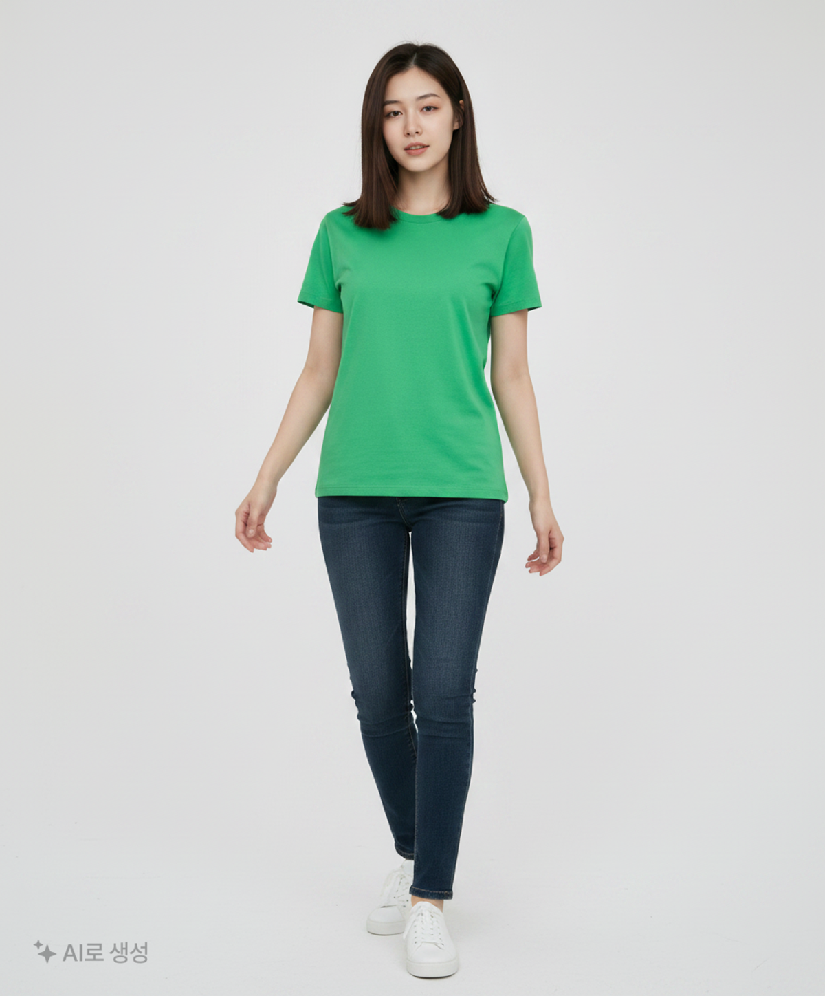 비뮤즈맨션(BEMUSE MANSION) Plain round-neck tee - Yellow green FREE