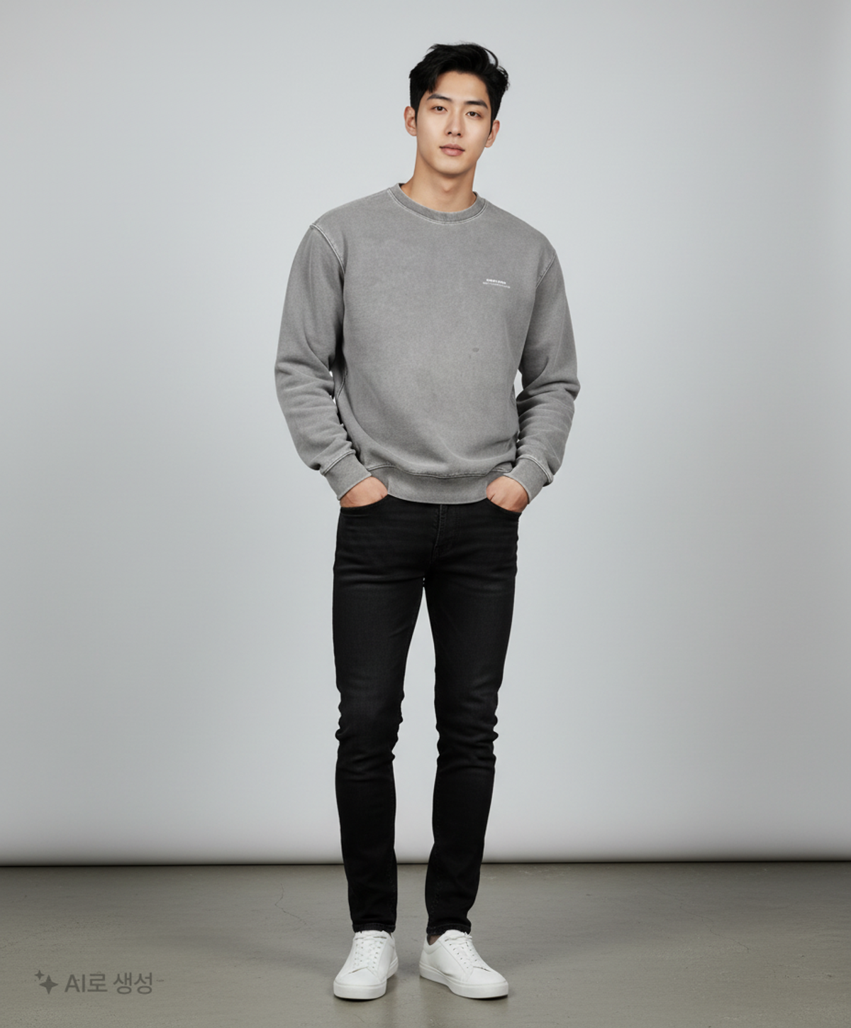 노매뉴얼(NOMANUAL) REVERSED TM LOGO SWEATSHIRT - CHACOAL XL