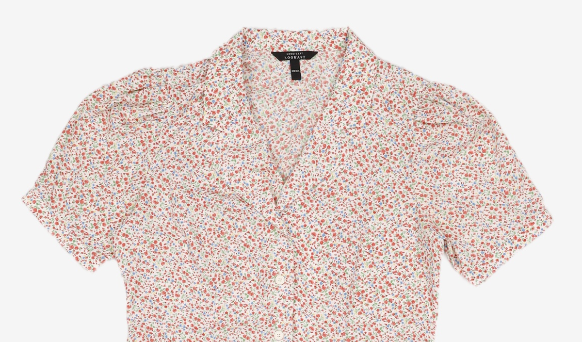 룩캐스트(LOOKAST) IVORY PRINTING COLLAR DRESS ONE SIZE