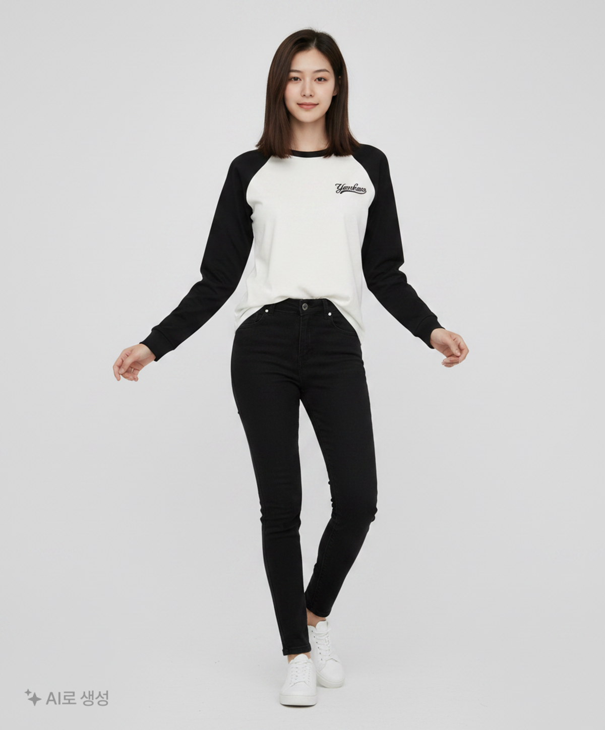 엠엘비(MLB) 여성 바시티 라글란 루즈핏 티셔츠 NY (Black) S