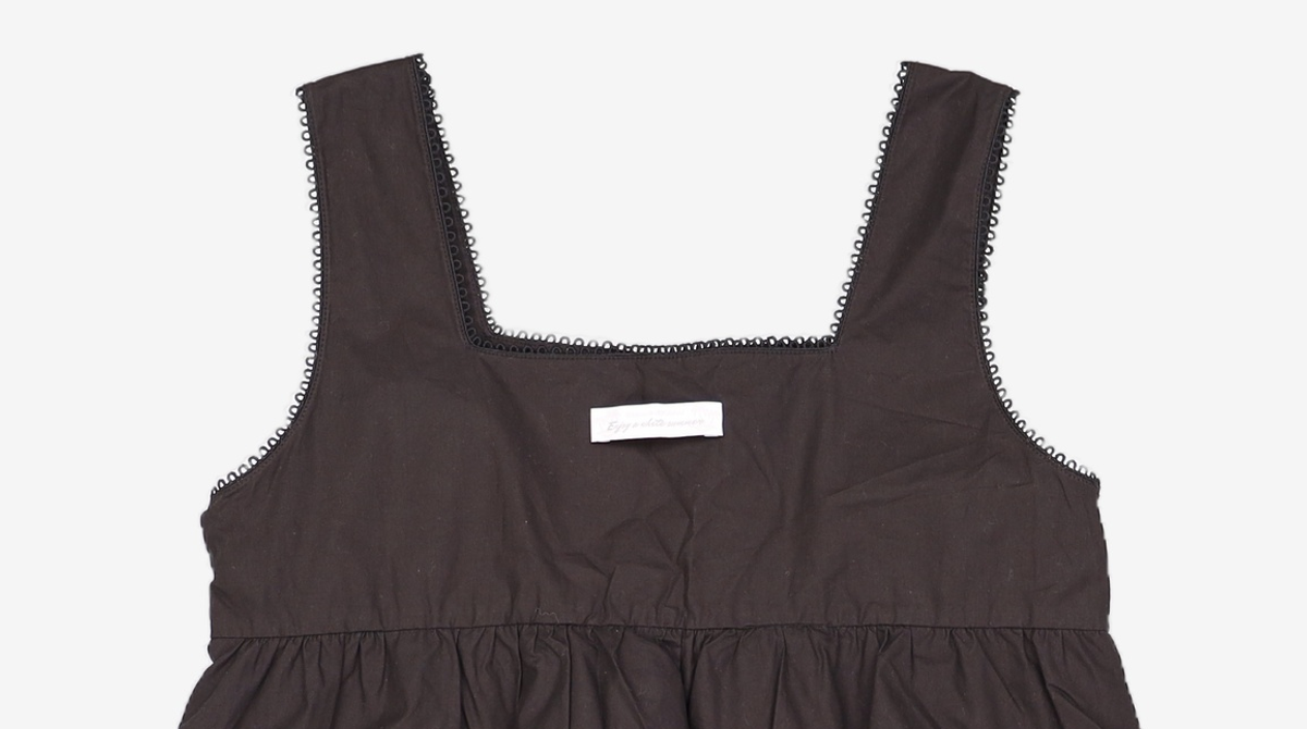 오이에프(OEF) Shirring Mini Dress (Black) FREE