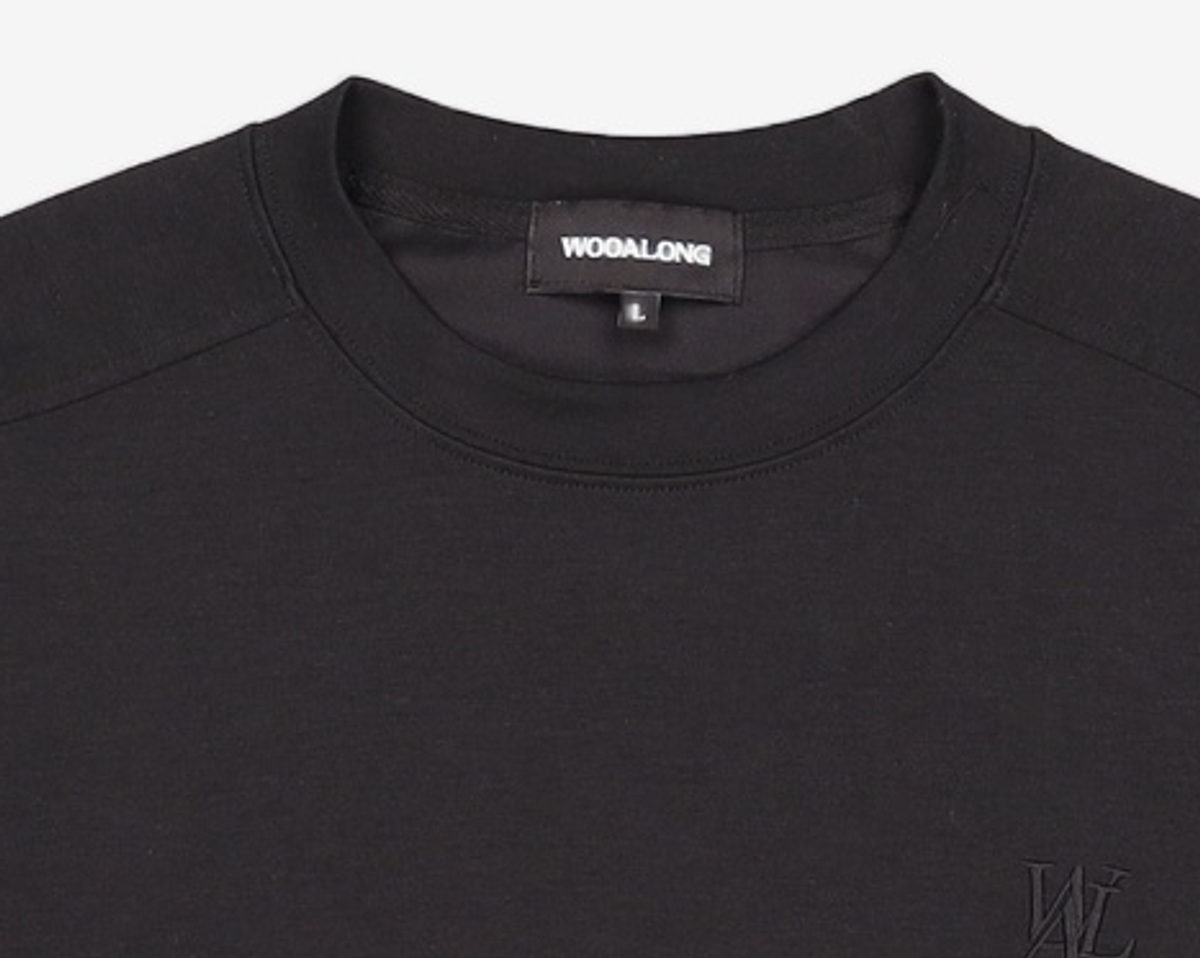 우알롱(WOOALONG) Oblique pocket sweatshirt - BLACK L