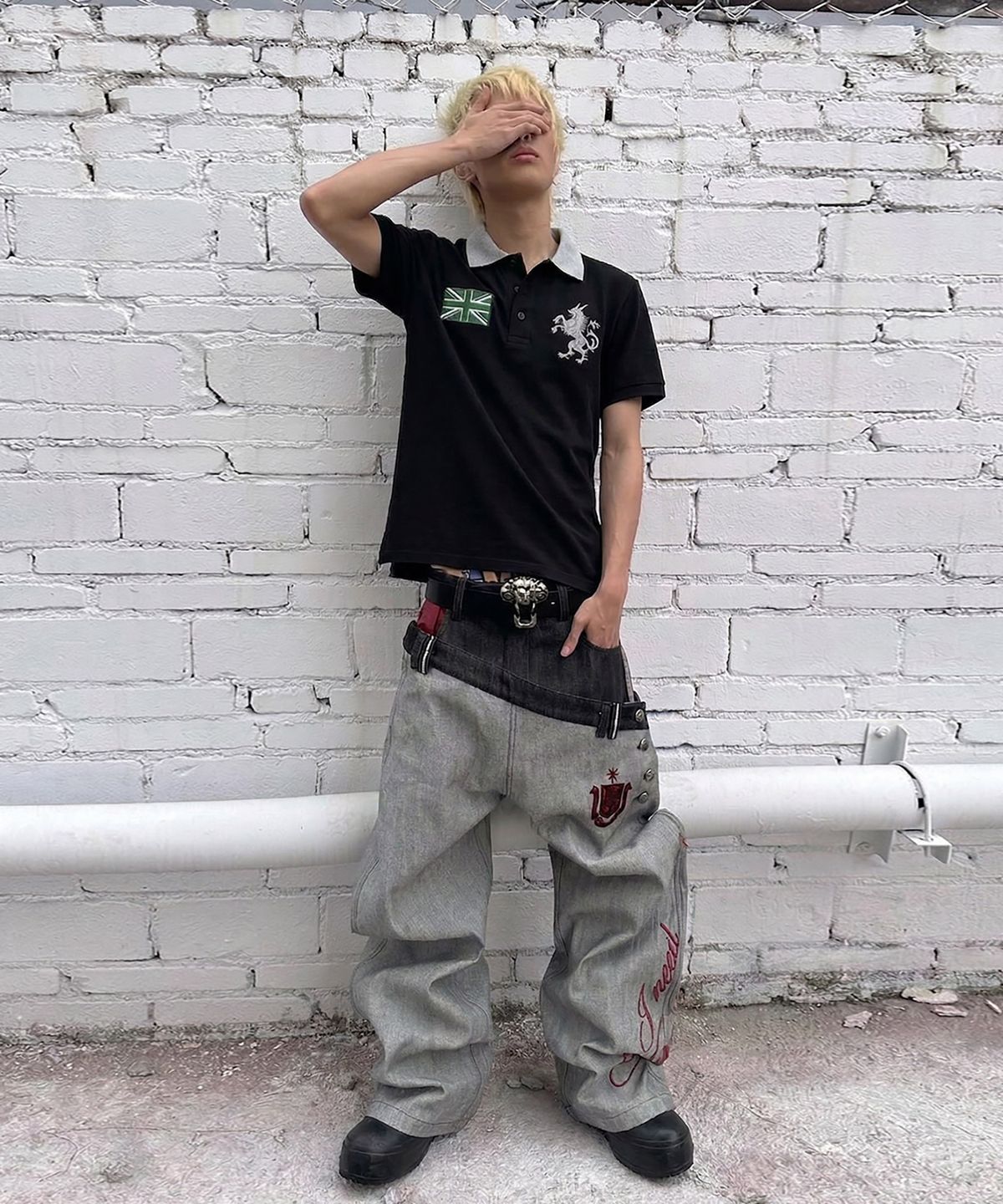 043Y(043Y) Heritage Emblem Cropped Polo Shirt