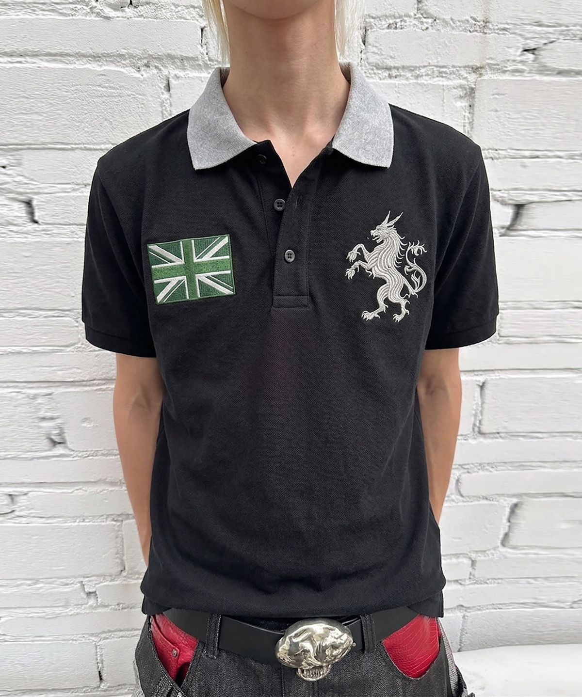 043Y(043Y) Heritage Emblem Cropped Polo Shirt