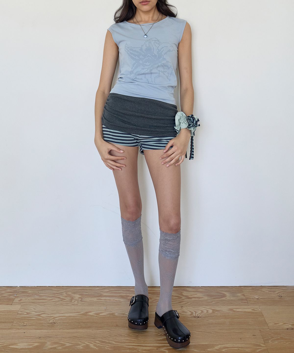 페이네틱(PAINETIC) Ruched Tie Shorts (MINT)