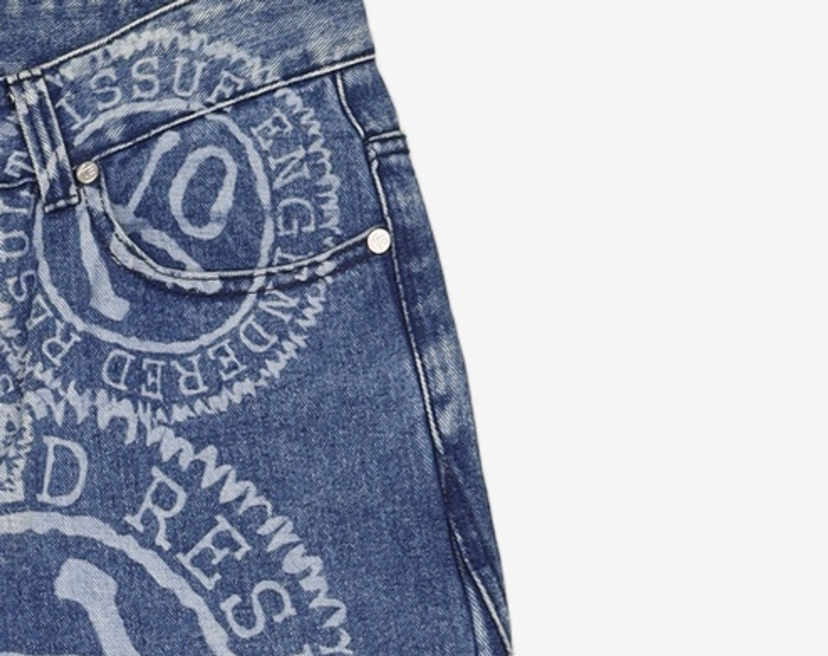 애드오프(ADDOFF) LOGO PRINTED DENIM PANTS BLUE M