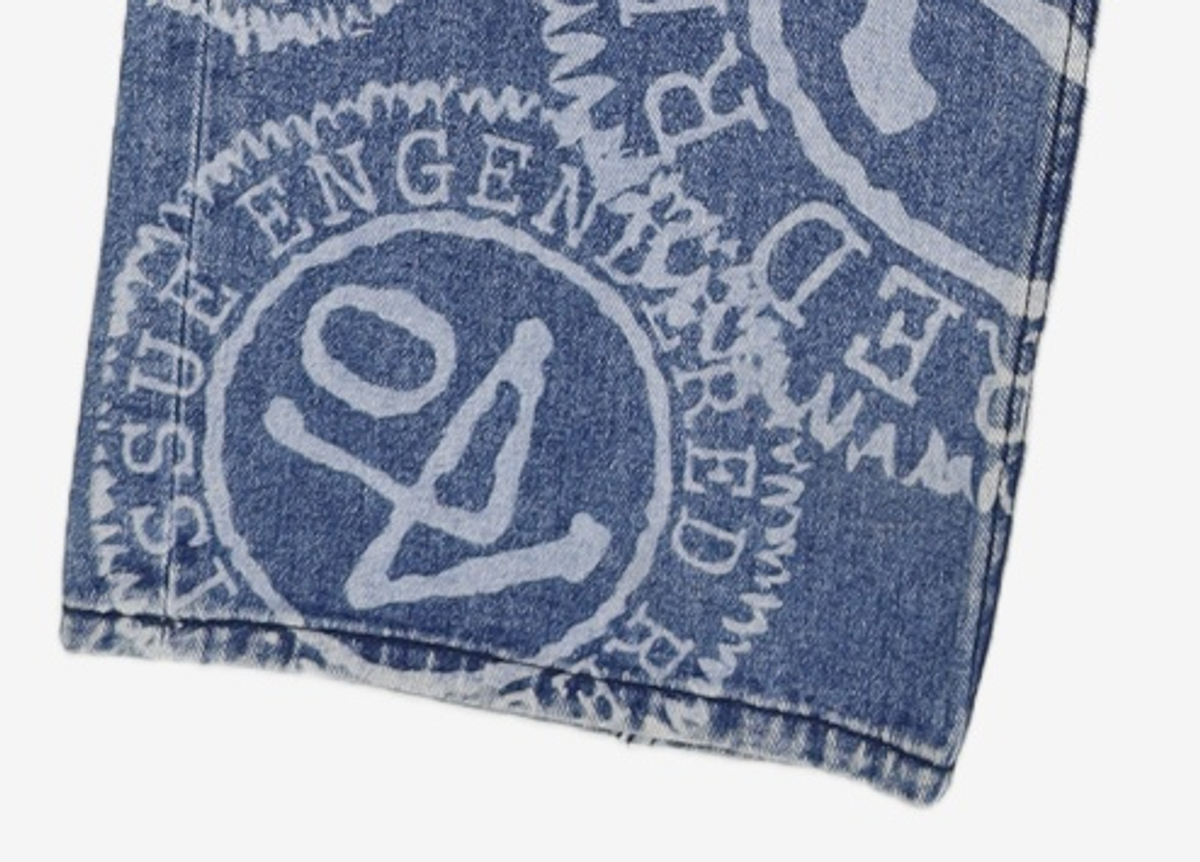애드오프(ADDOFF) LOGO PRINTED DENIM PANTS BLUE M