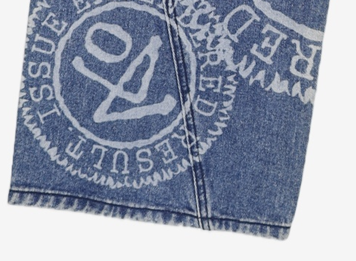 애드오프(ADDOFF) LOGO PRINTED DENIM PANTS BLUE M