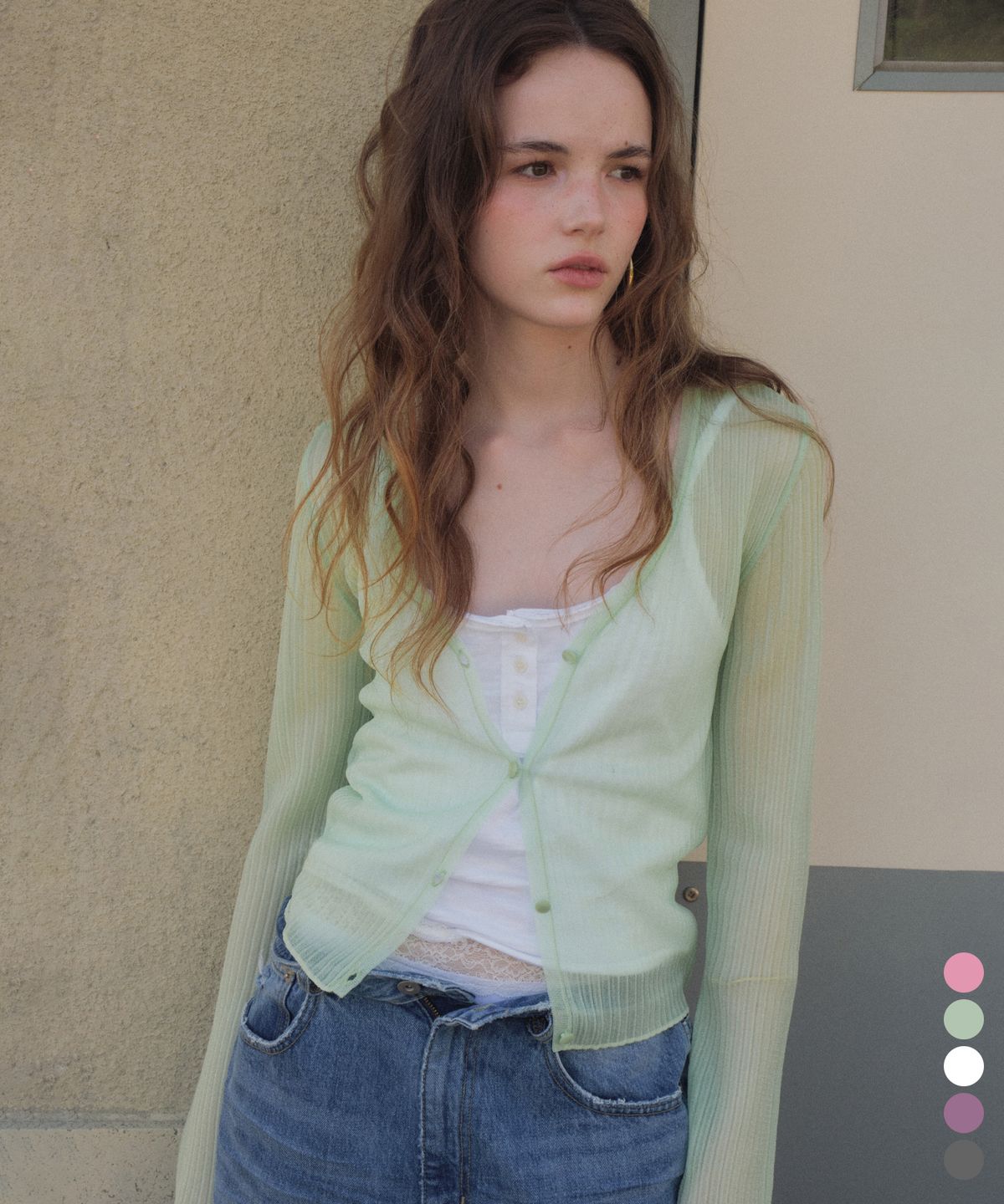 씨타(CITTA) Glossy Sheer Knit Cardigan _CTK268(5color)