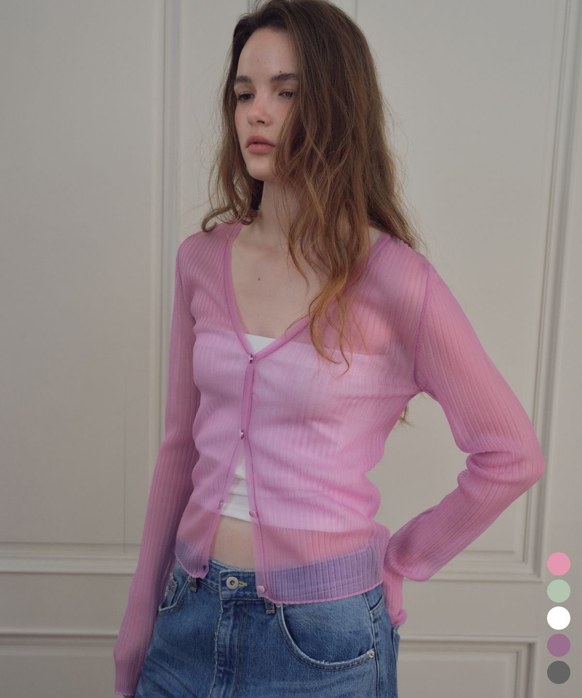 씨타(CITTA) Glossy Sheer Knit Cardigan _CTK268(5color)