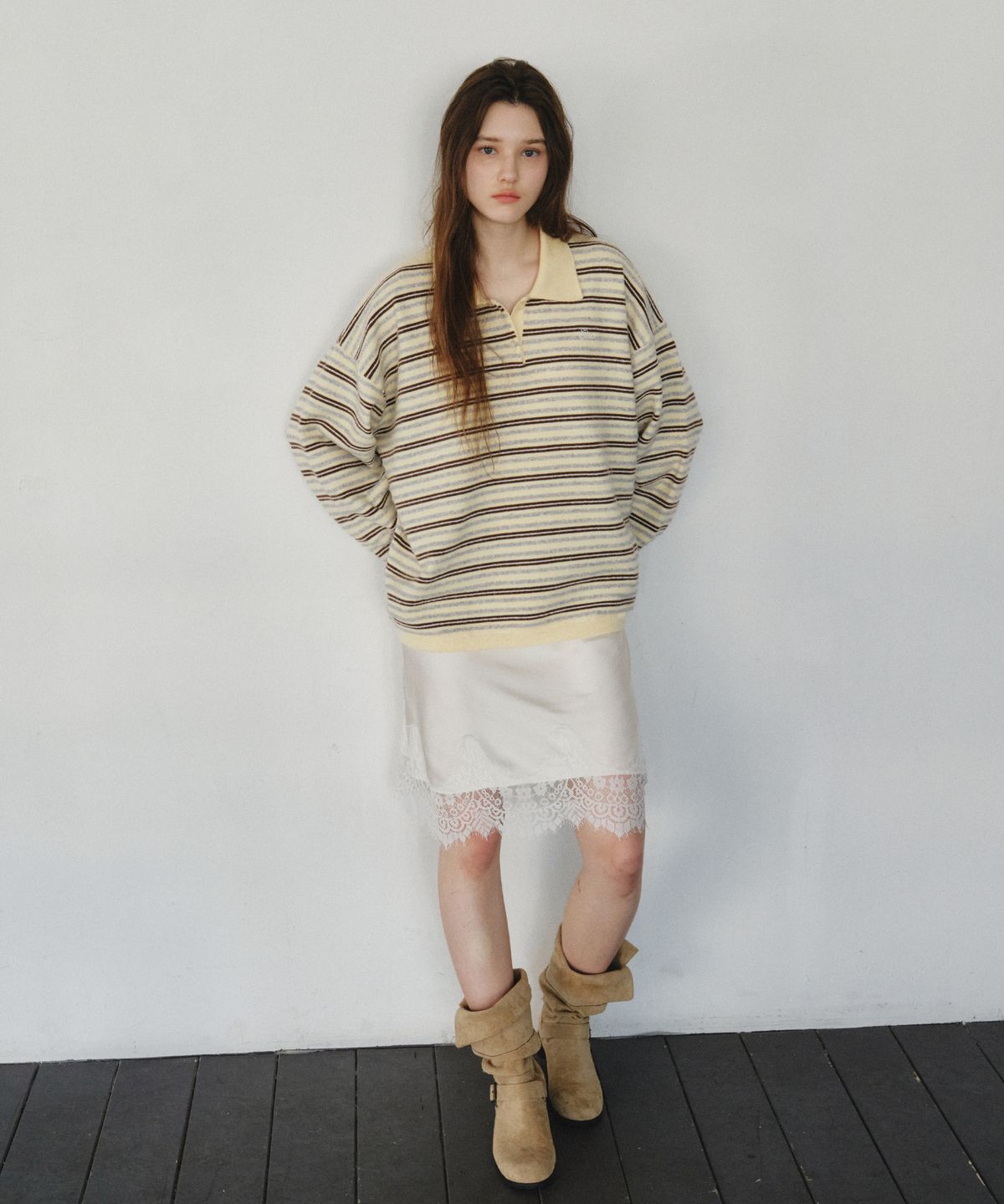 씨타(CITTA) Soft Multi Stripe Collar Knit_CTK261(2color)