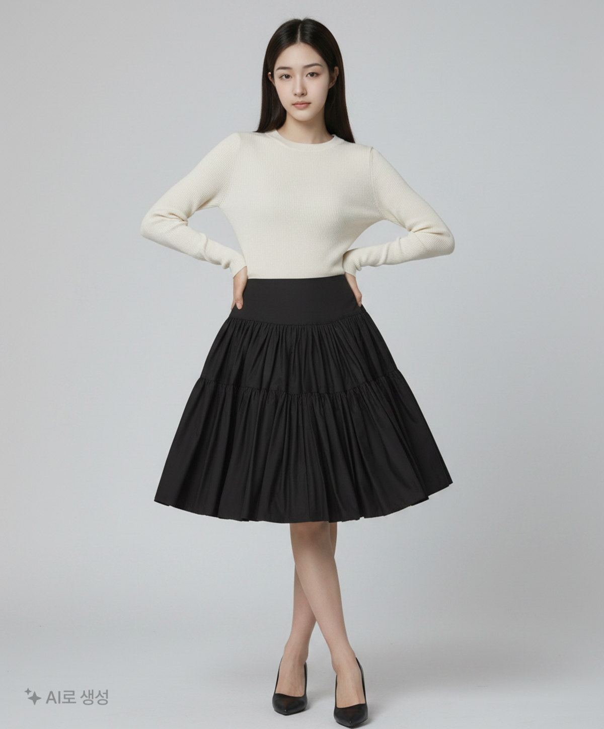 더티스(THETIS) CREAM COTTON SKIRT_TT2W502BK MM