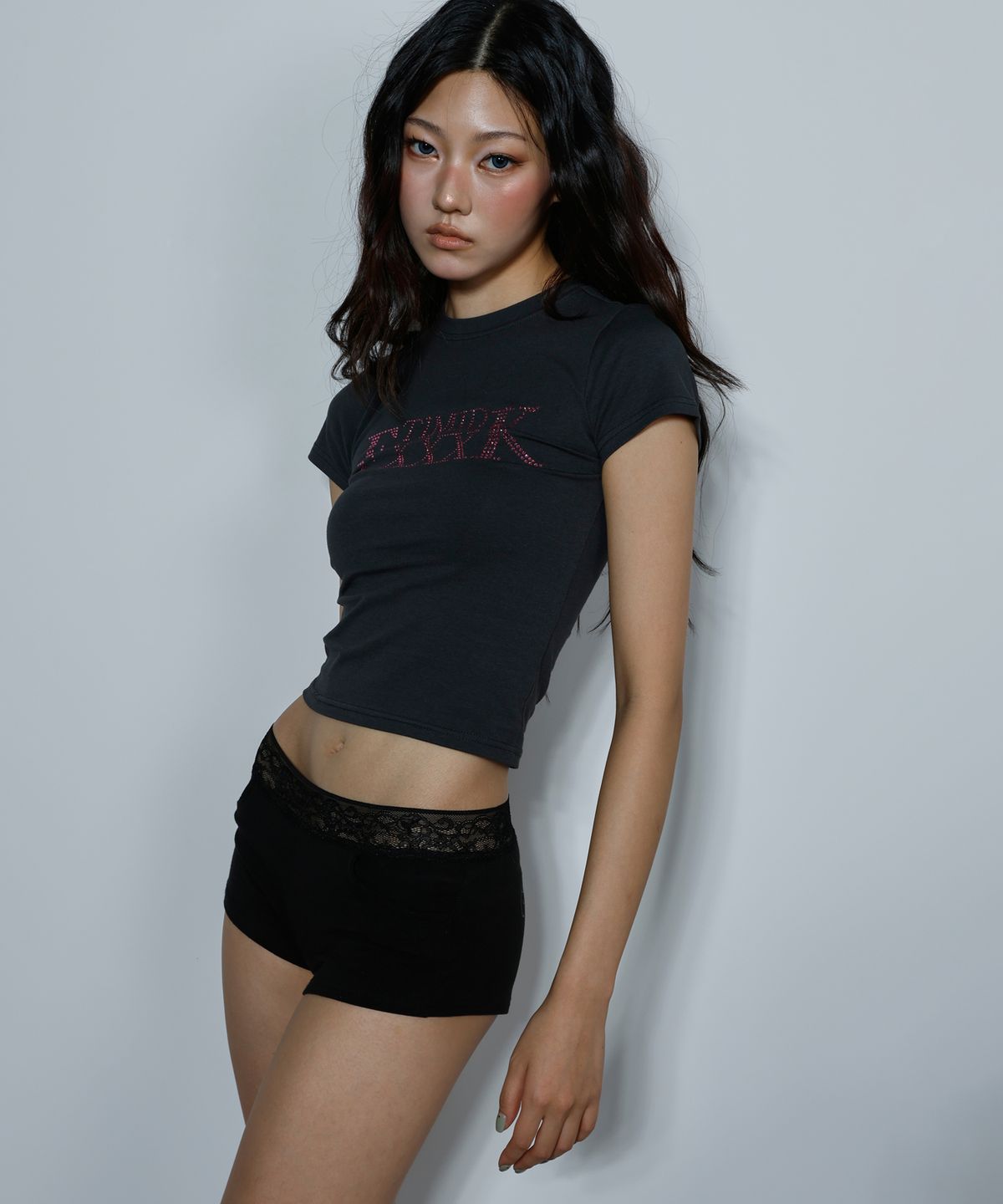 티미드프리크(TIMID FREAK) Lace Micro Shorts Black