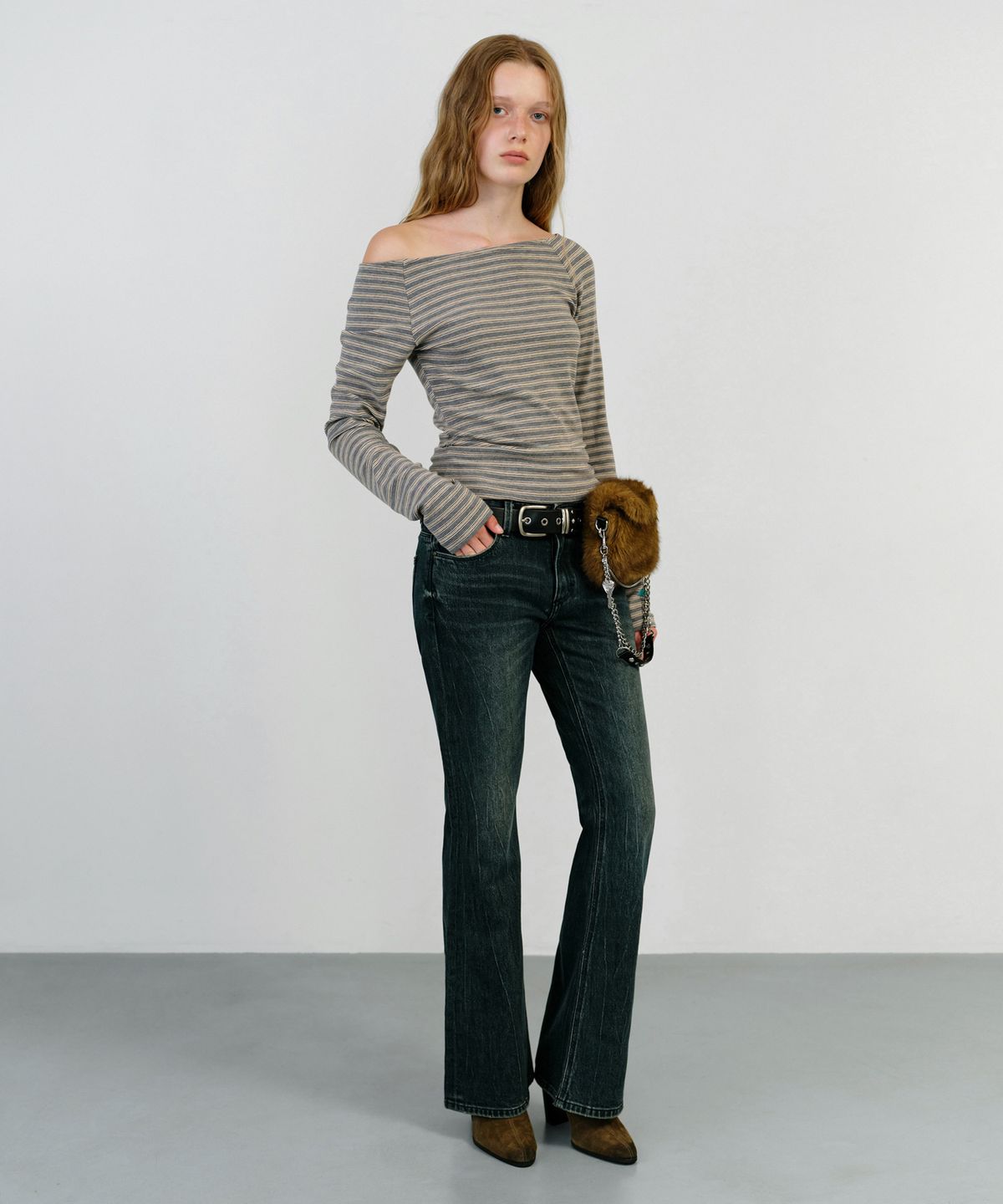인스턴트펑크(INSTANTFUNK) MULTI RING LEATHER BELT - BLACK