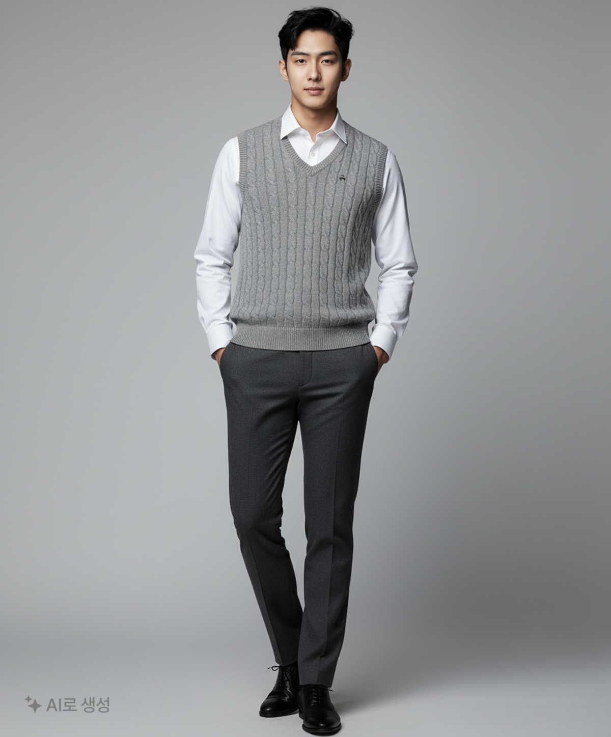 브룩스 브라더스(BROOKS BROTHERS) 24FW 코튼 100% 케이블 베스트 (그레이) (BBWVMB0001WEF) 105