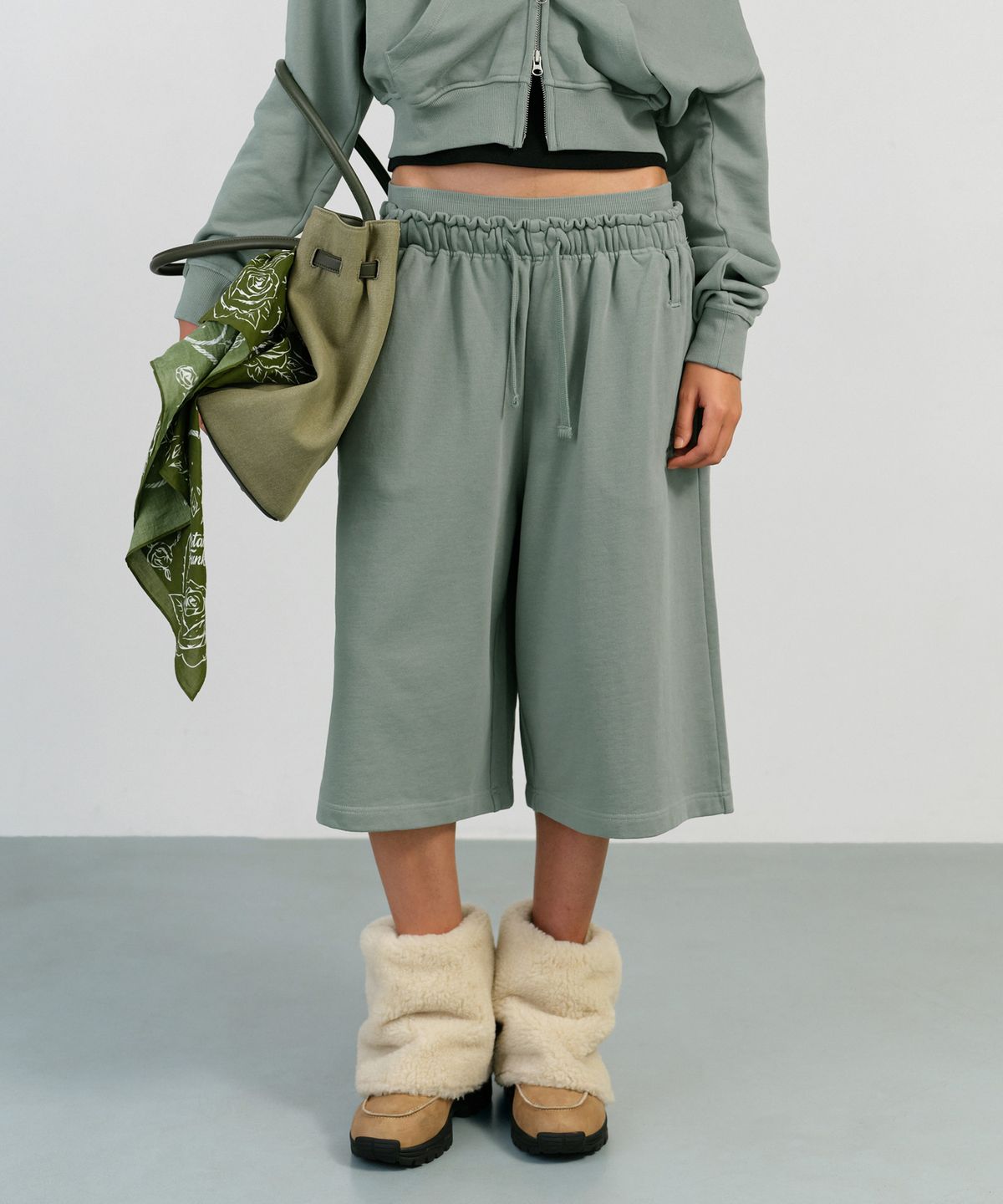 인스턴트펑크(INSTANTFUNK) WASHED DOUBLE WAIST BURMUDA PANTS - MINT