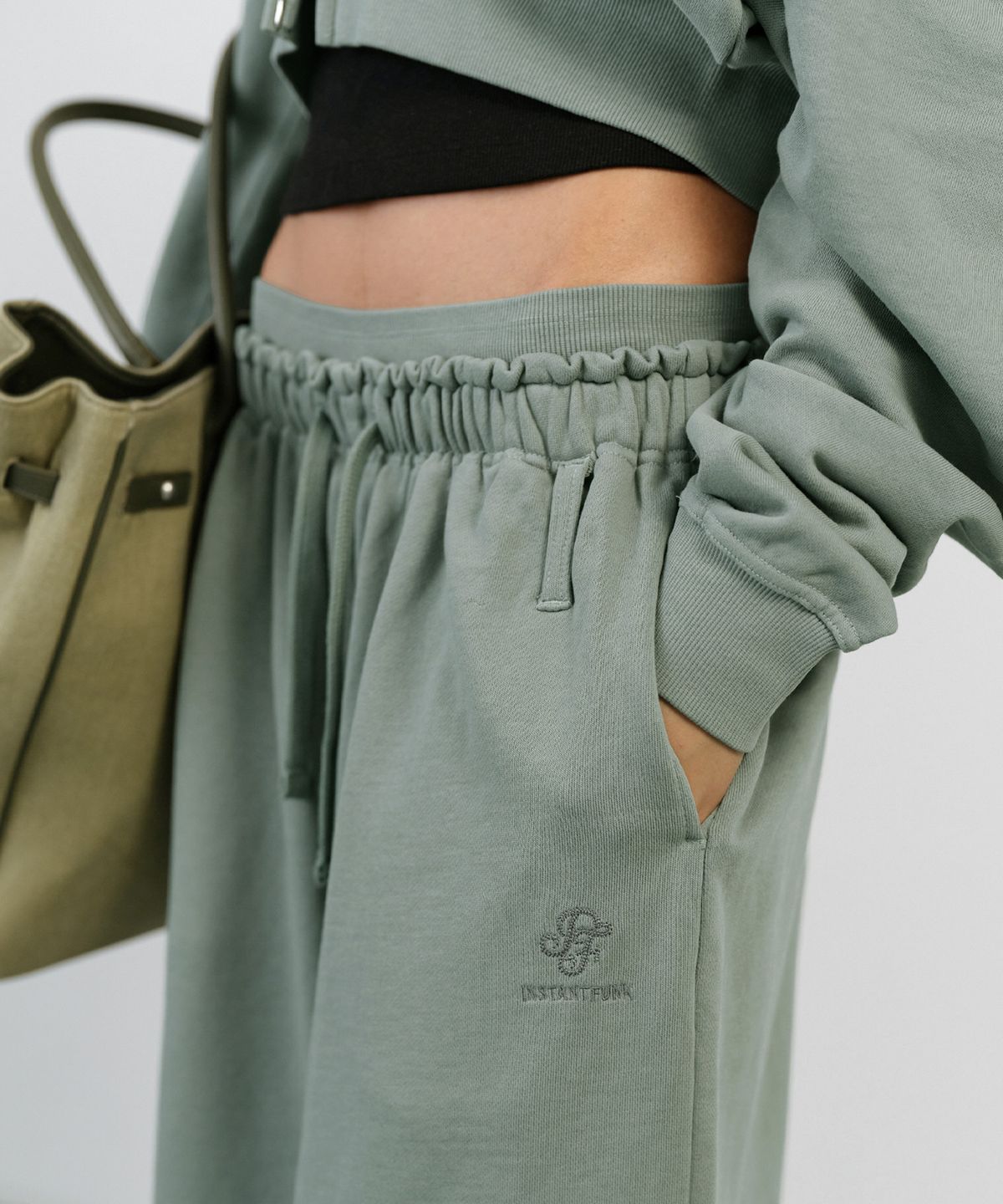인스턴트펑크(INSTANTFUNK) WASHED DOUBLE WAIST BURMUDA PANTS - MINT