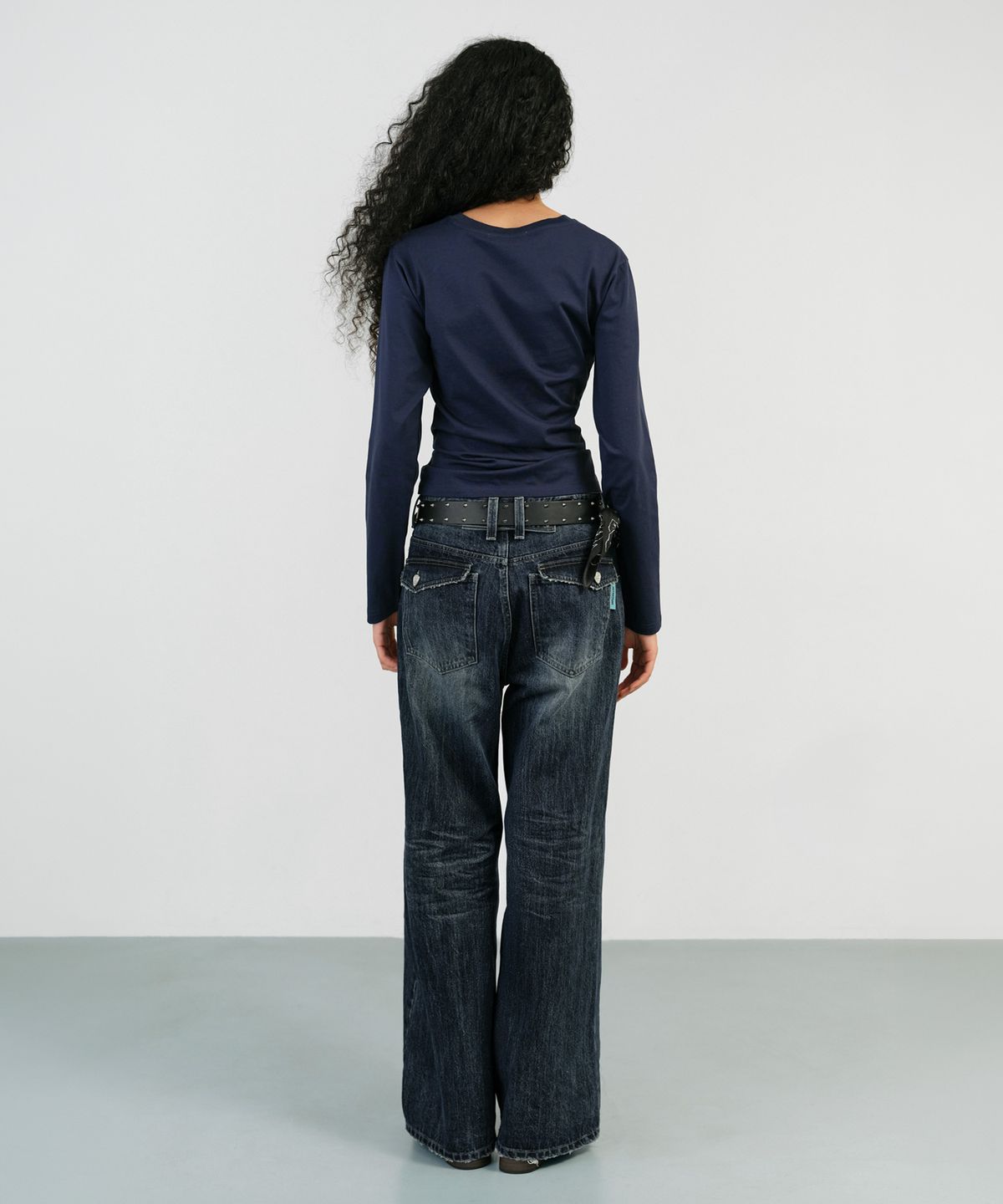 인스턴트펑크(INSTANTFUNK) LOW RISE BUCKLE DENIM - BLUE