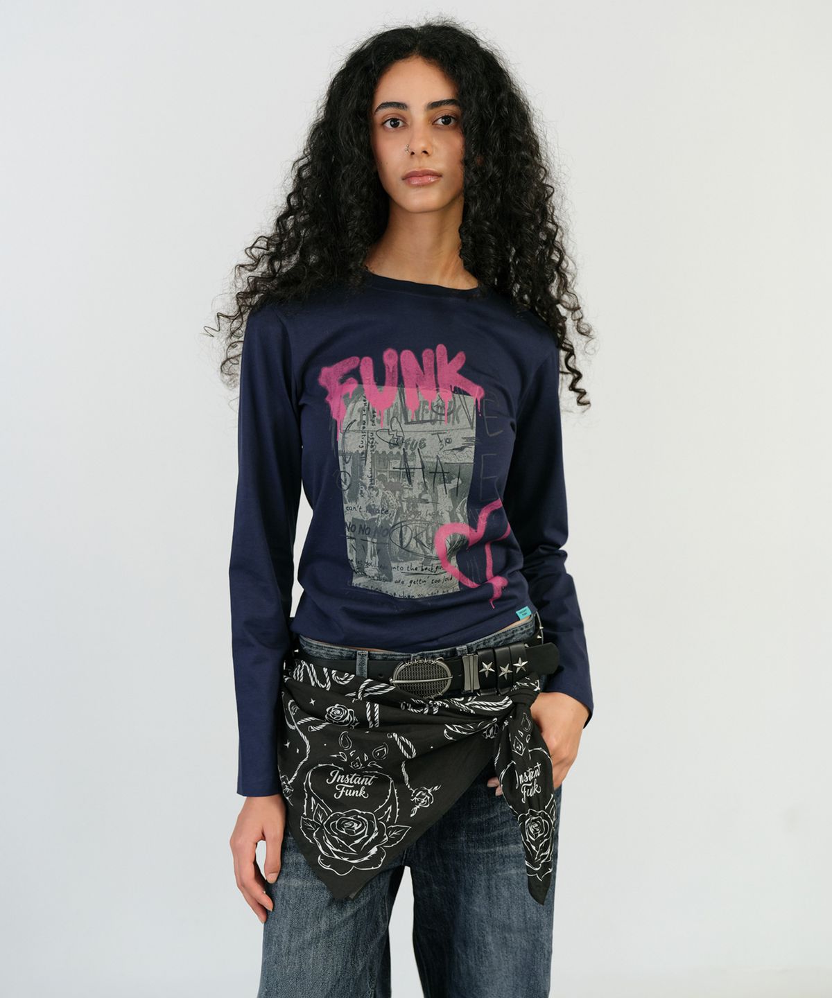 인스턴트펑크(INSTANTFUNK) LOW RISE BUCKLE DENIM - BLUE