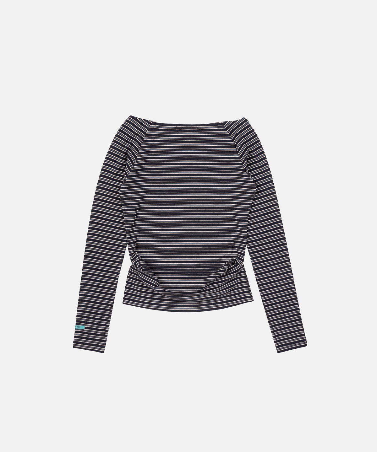 인스턴트펑크(INSTANTFUNK) STRIPE OFF SHOULDER NECK TEE - NAVY
