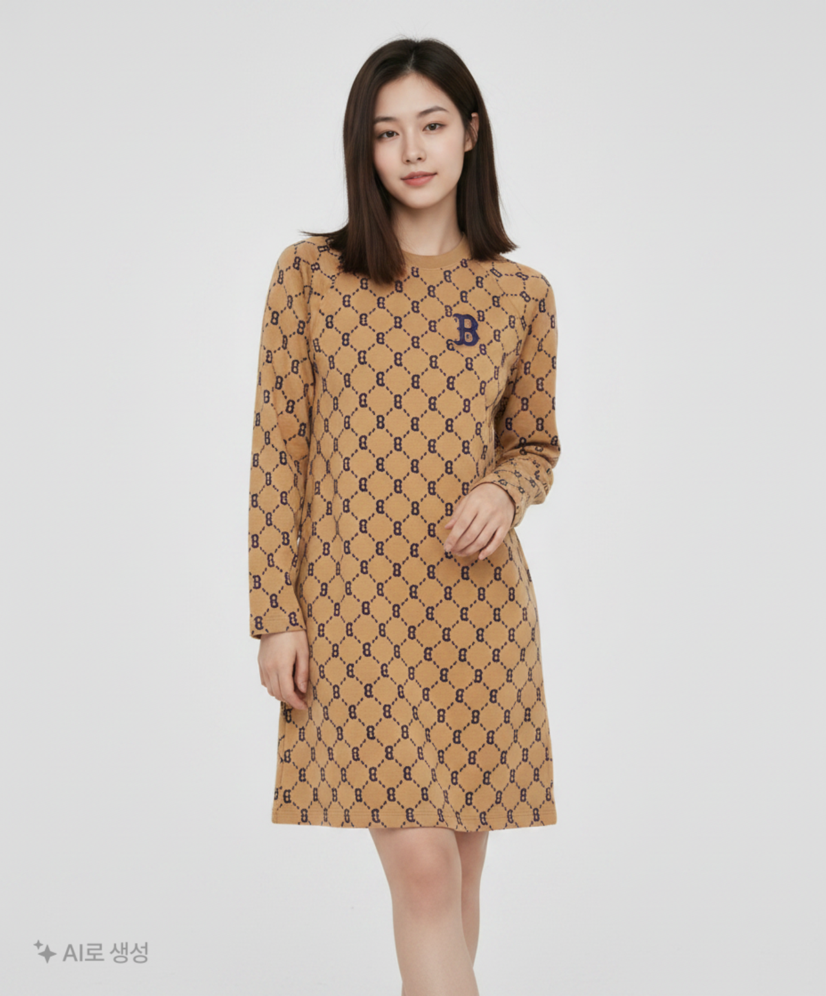 엠엘비(MLB) 여성 다이아 모노그램 슬림핏 원피스 B (D.Beige) M