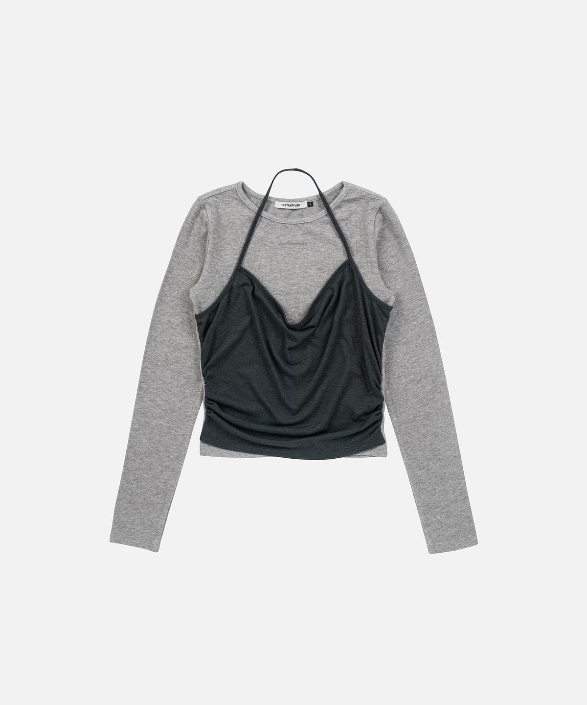 인스턴트펑크(INSTANTFUNK) LAYERED HALTER TOP - MELANGE GREY
