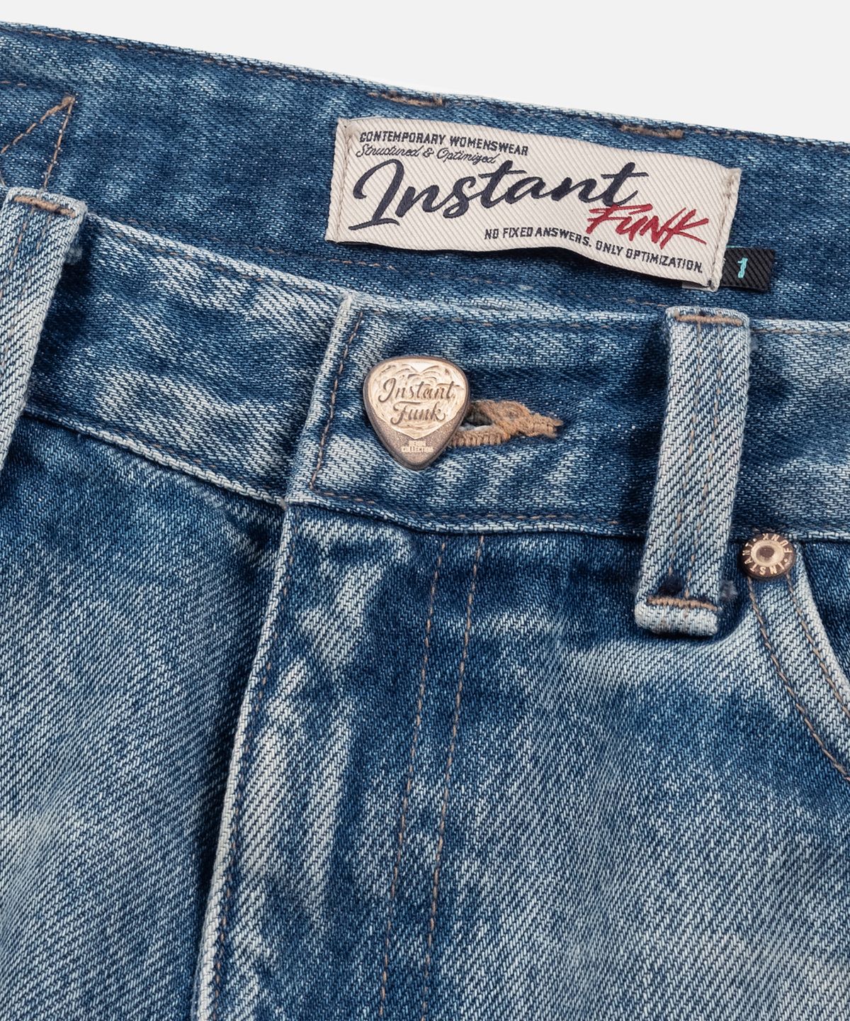 인스턴트펑크(INSTANTFUNK) LOW RISE BUCKLE DENIM - LIGHT BLUE