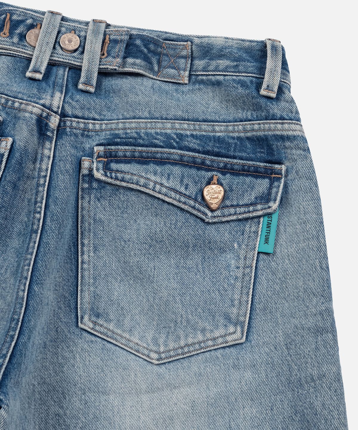 인스턴트펑크(INSTANTFUNK) LOW RISE BUCKLE DENIM - LIGHT BLUE